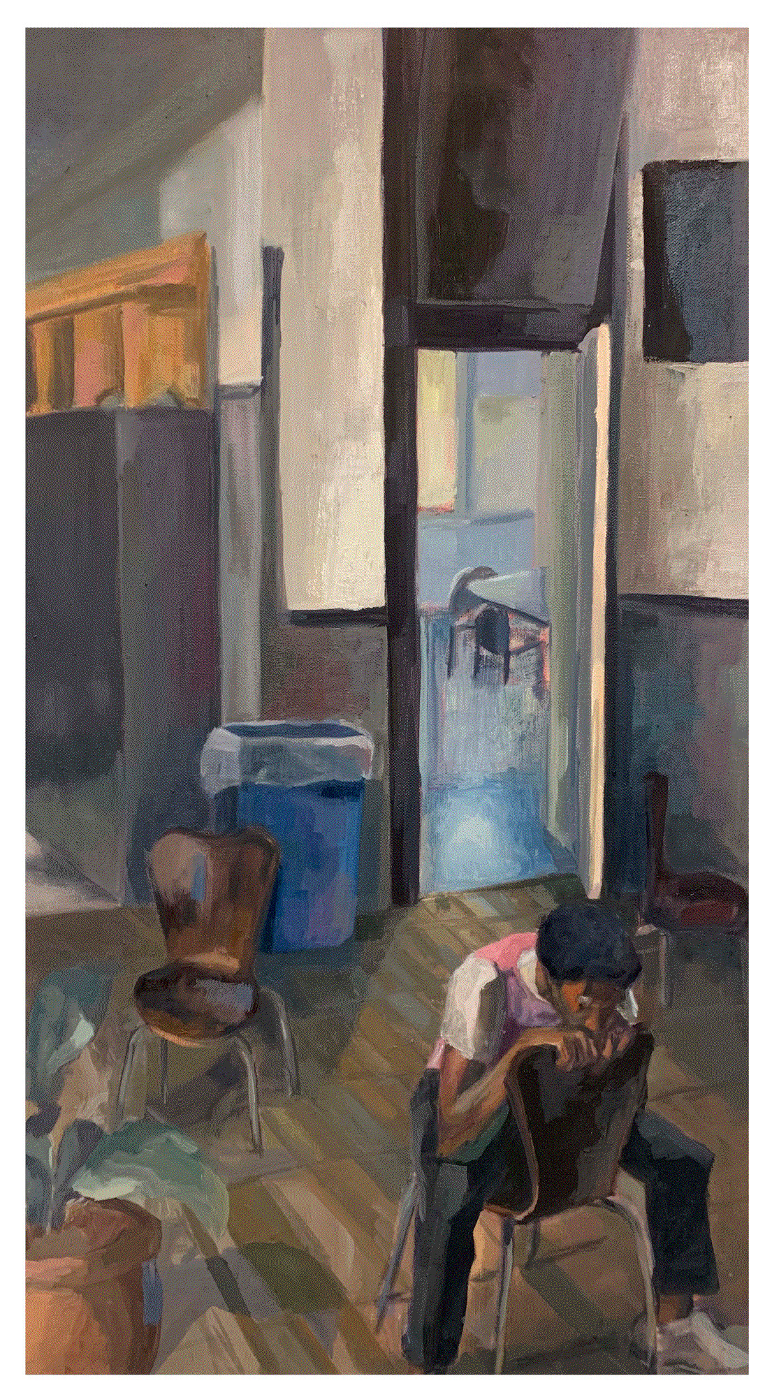 Josue Bessiake L'homme, 2022 Oil on canvas 38 x 21 in.