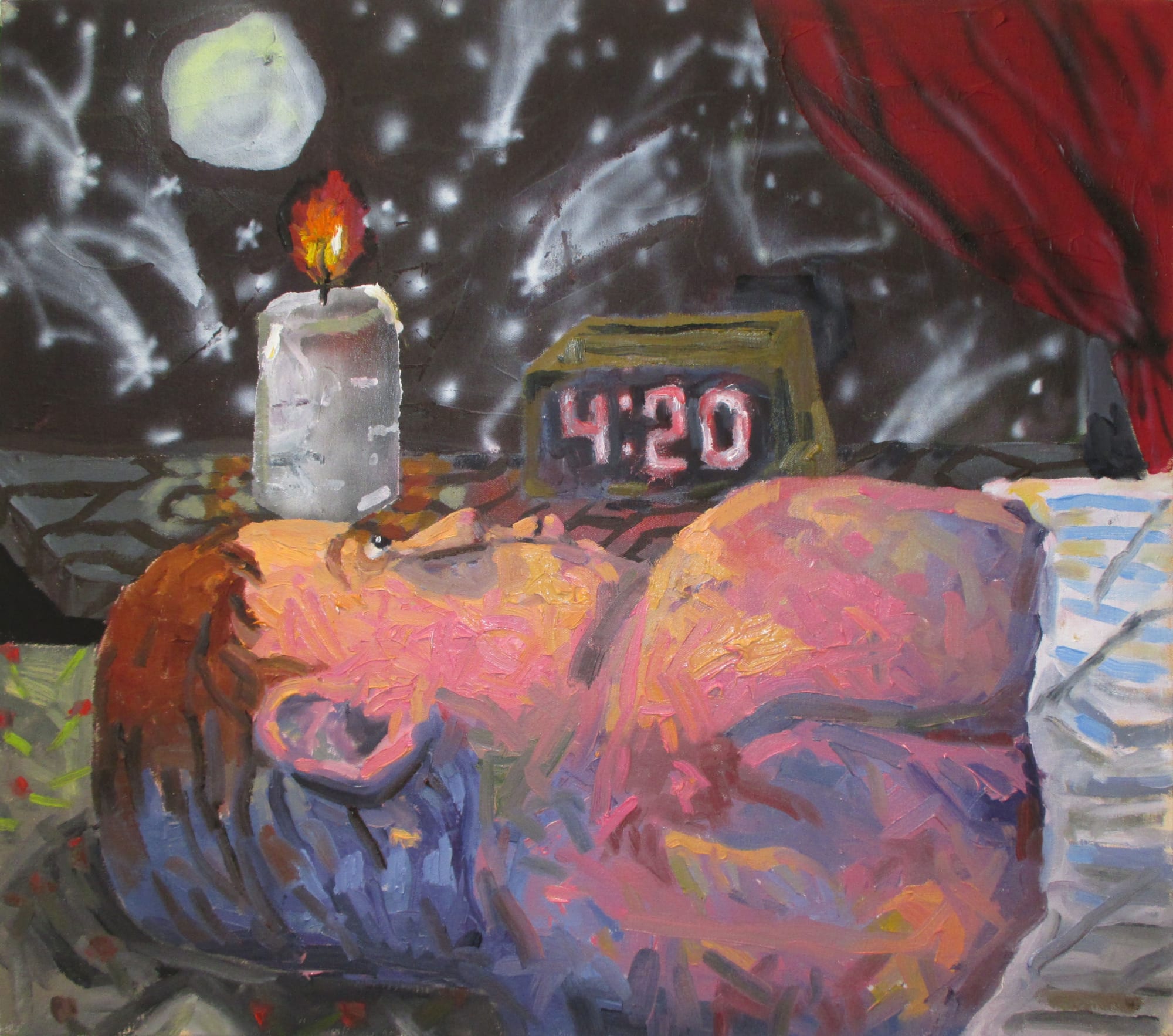 Cormac McLoughlin Untitled (man watching stars), 2019 Oil and acrylic on canvas 25 x 28 in. $ 550