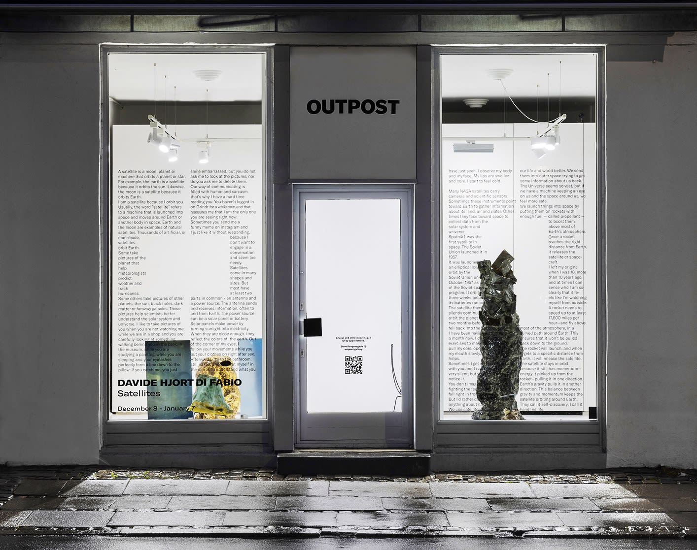 Satellites, Solo exhibition at OUTPOST, Copenhagen, Denmark, 2022 – 2023. Photos: Jan Sondergaard and Davide Hjort / Courtesy of the gallery