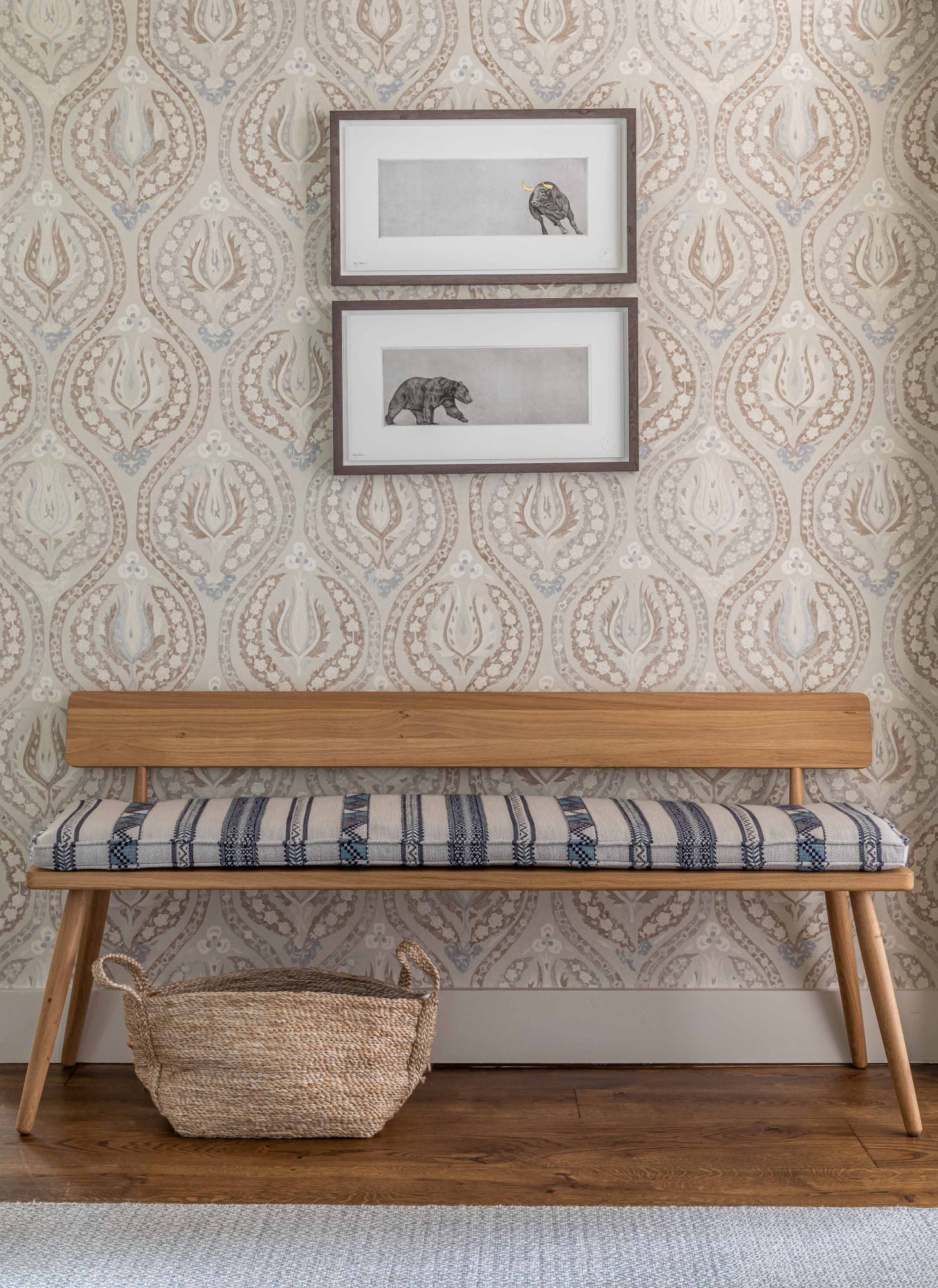 Guy Allen, Raging Bull & Bear etchings. Interior by Alice Leigh Design. Photograpy by Jonathan Bond.