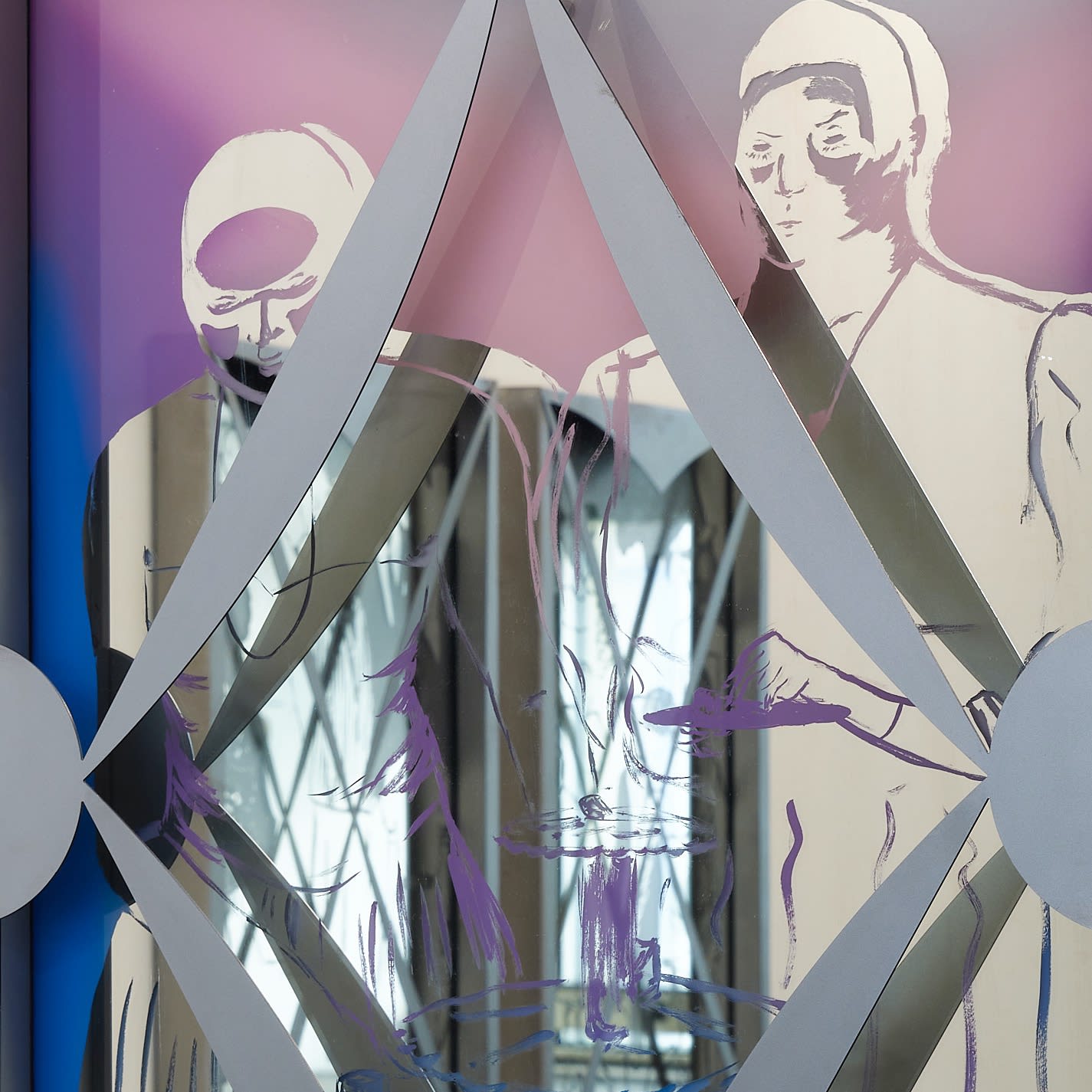 Detail, John was not born yet, 2023, glass, silver nitrate, acrylic lacquer and aluminum, 90 x 60 x 6 cm