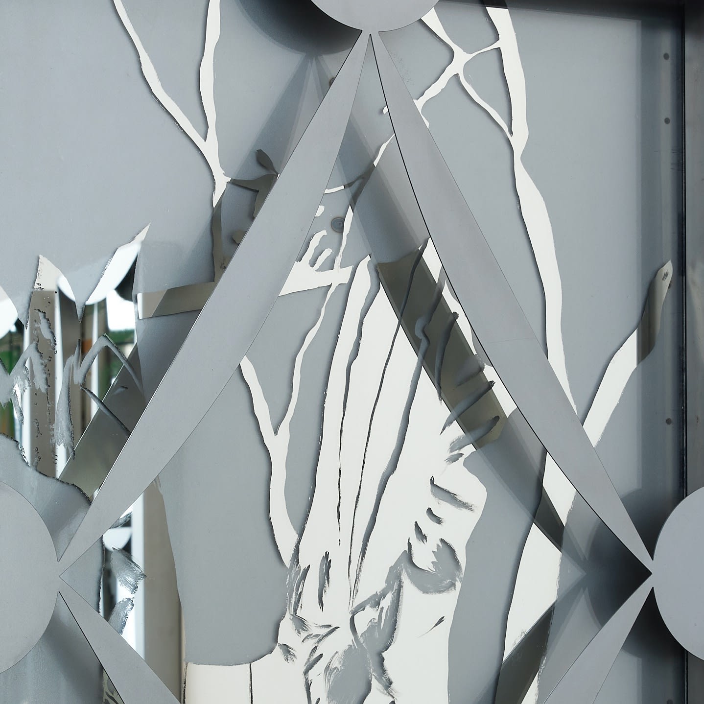 Detail, Jeunesse perdue, 2023, glass, silver nitrate and aluminum, 90 x 60 x 6 cm