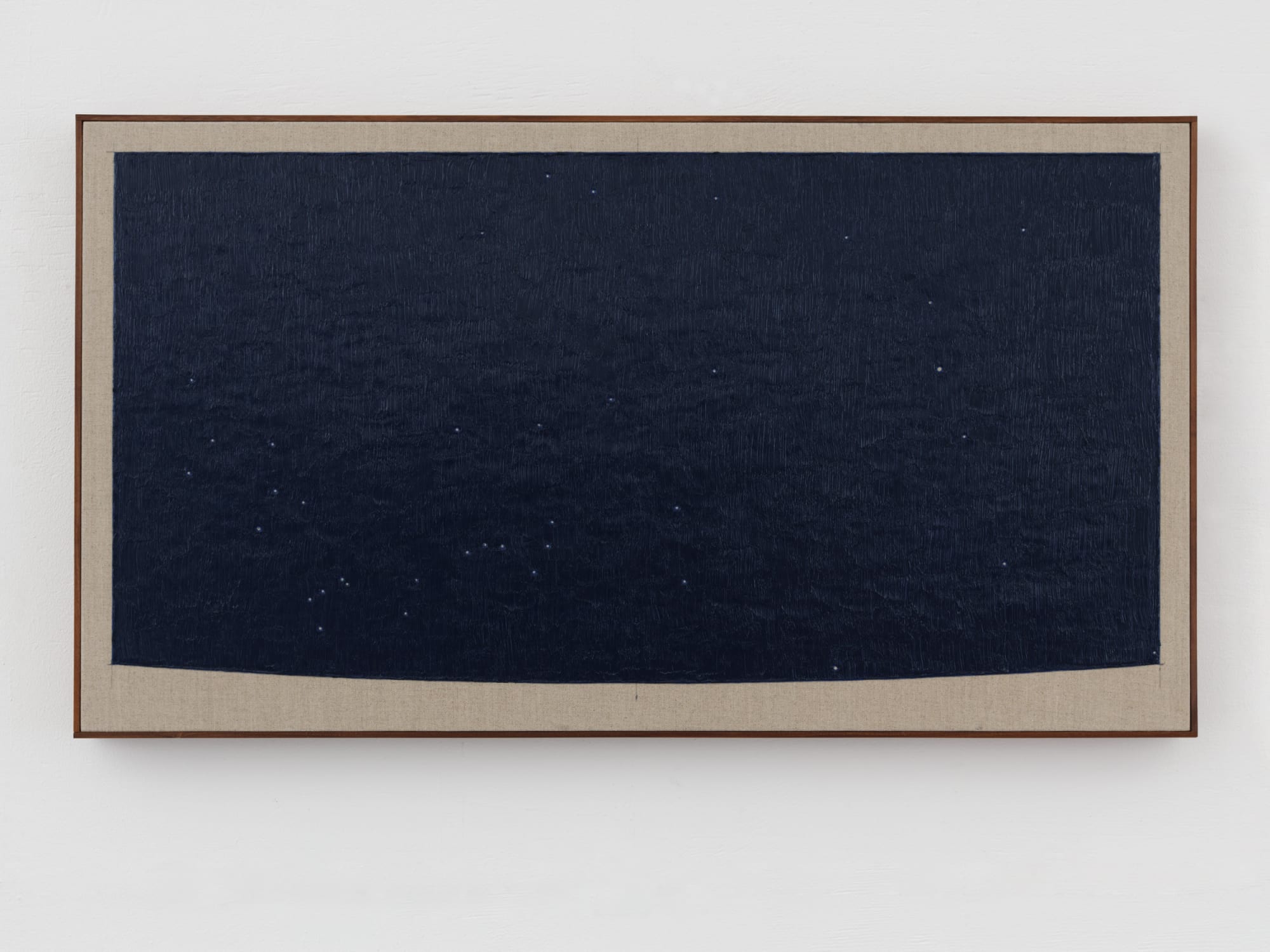 Feldmeilen, Switzerland. Summer Solstice. Looking West before Sunrise. 23 July 3600 BC. | 2022, oil on linen in walnut frame, 50 x 91 cm