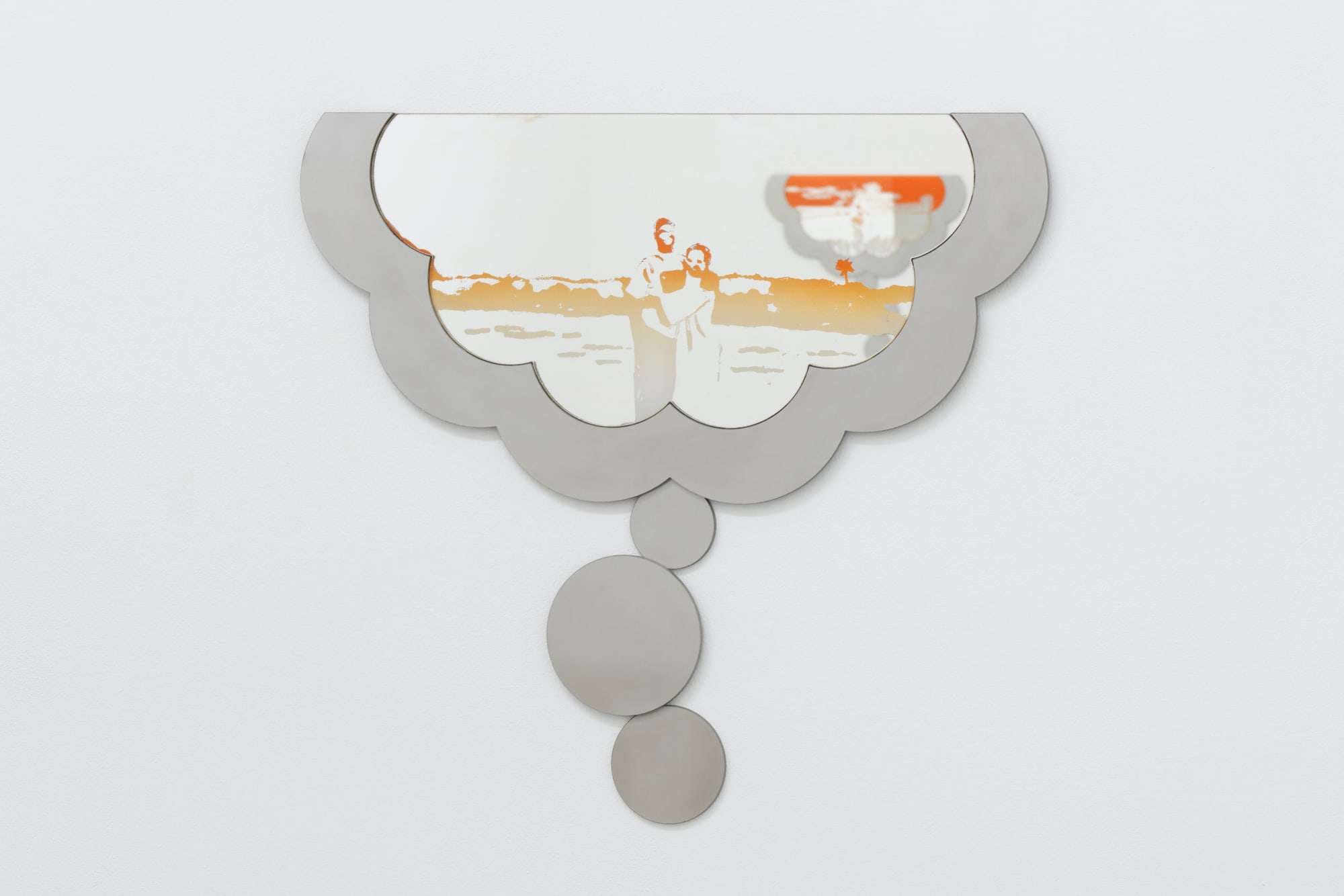 If you want to see the one?, 2022, glass, silver nitrate, acrylic lacquer glass, metal, 53.5 x 48 cm