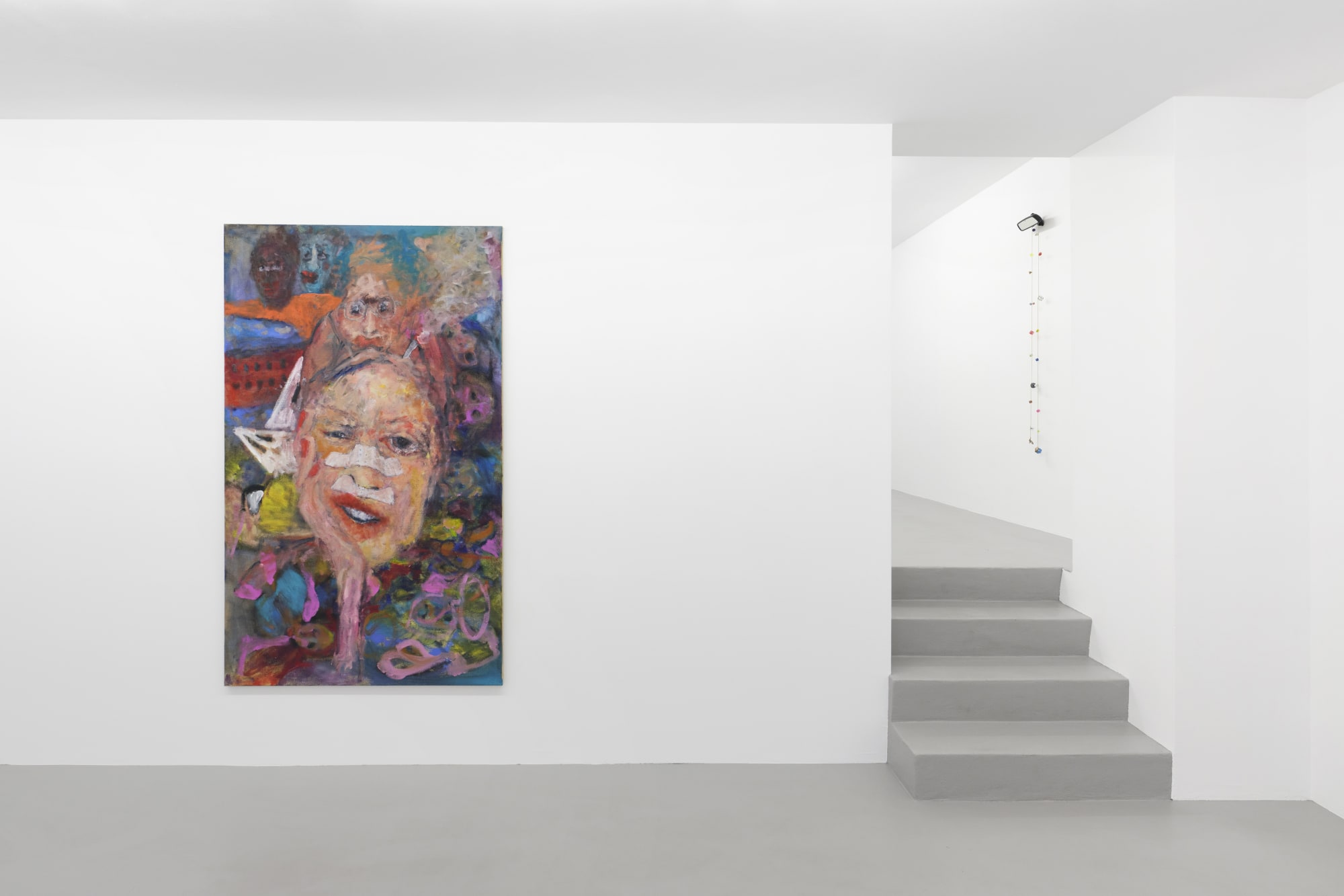 Left, Eva Beresin, Dermatologist and art news, 2020, acrylic and oil on canvas, 200 x 120 cm
