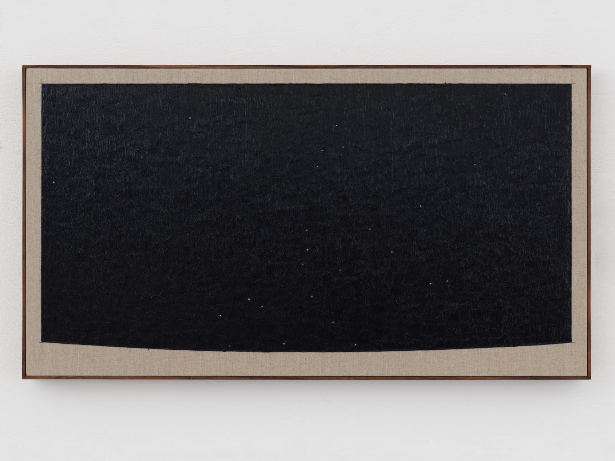 PAUL FÄGERSKIÖLD, Egolzwil, Switzerland. Summer Solstice. View east before sunrise. 29 July 4270 BC. | 2022, oil on linen in walnut frame, 50 x 91 cm