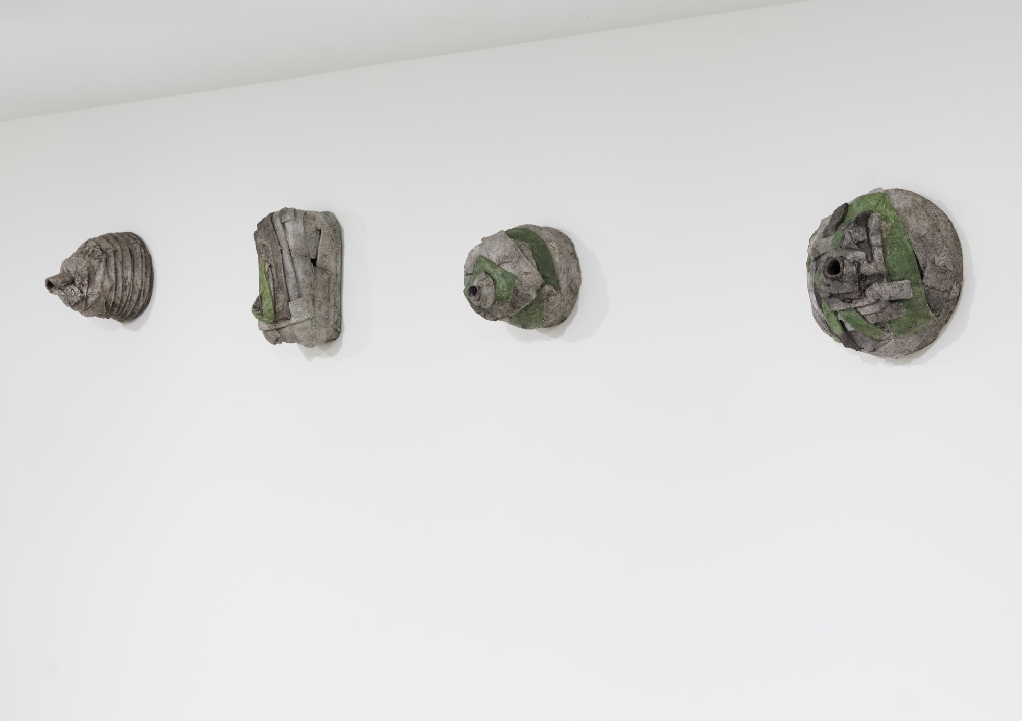Untitled (Nests #1 to #4), 2024, fibre cement, acrylic paint, ca. 30 x 30 x 20
