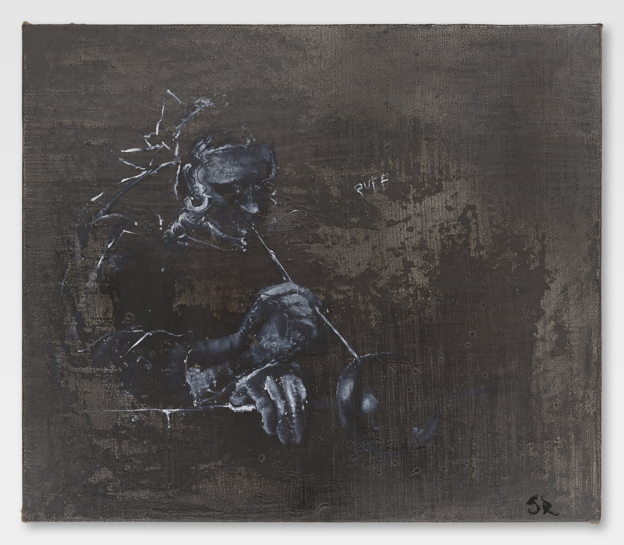 Puff, 2024, Oil and pigmented marble powder on jute, 60 x 70 cm | 23.6 x 27.6 in.