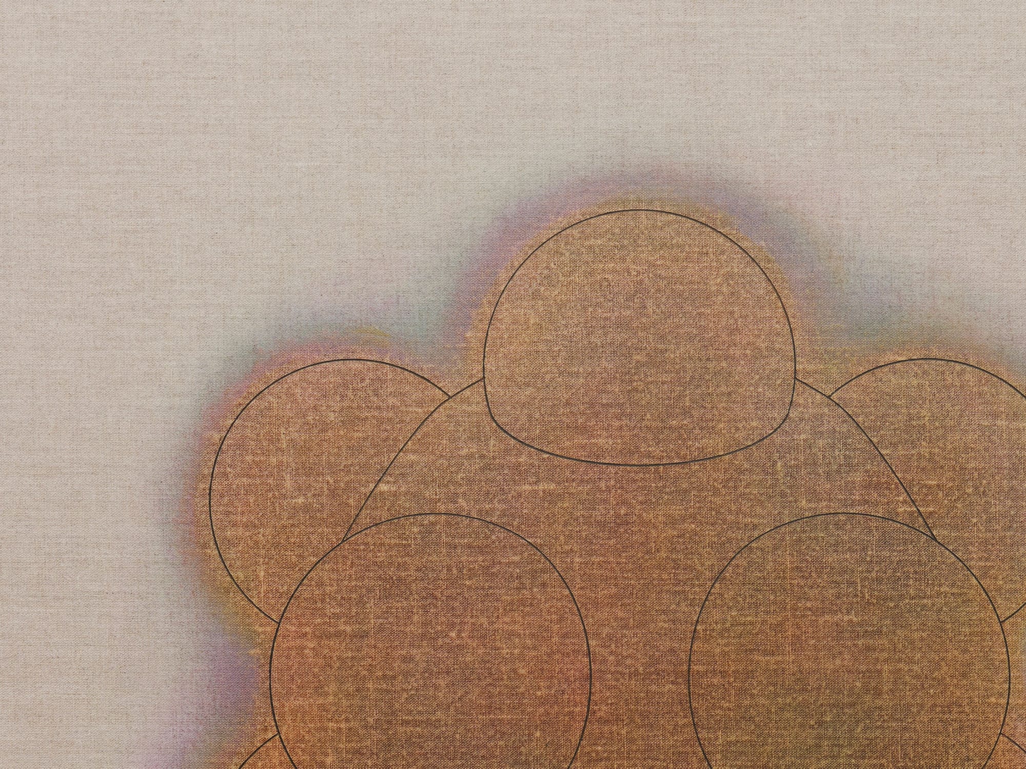 Detail, Particle, 2025, oil and pencil on linen in ash frame, 88 x 122 cm | 34 5/8 x 48 in