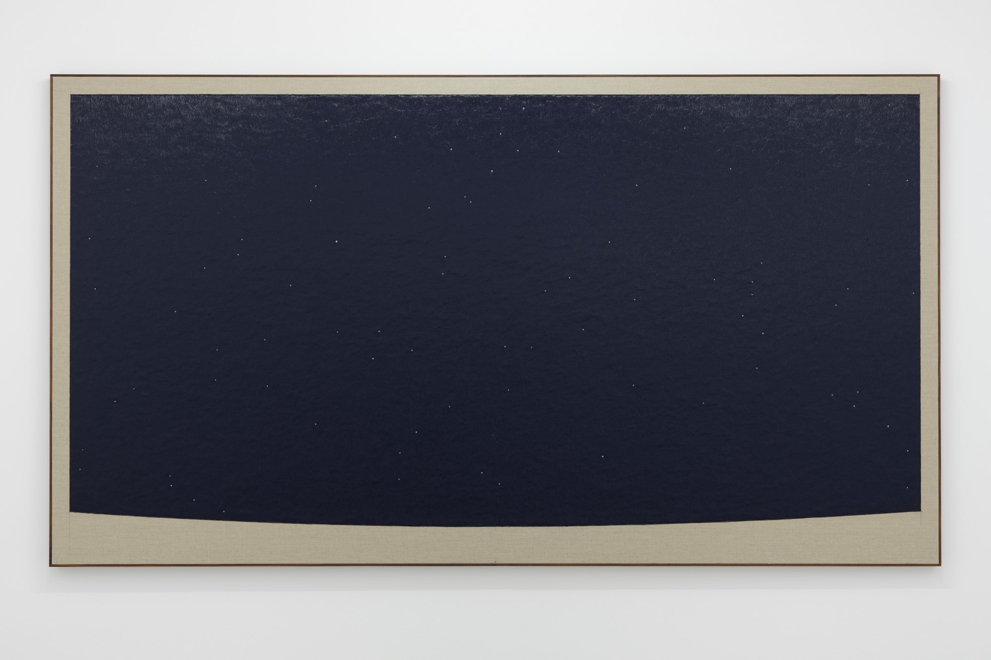 PAUL FÄGERSKIÖLD, Dufourspitze, Switzerland. Winter Solstice. View North. 16 December 10000., 2022, oil on linen in walnut frame, 136 x 250 cm