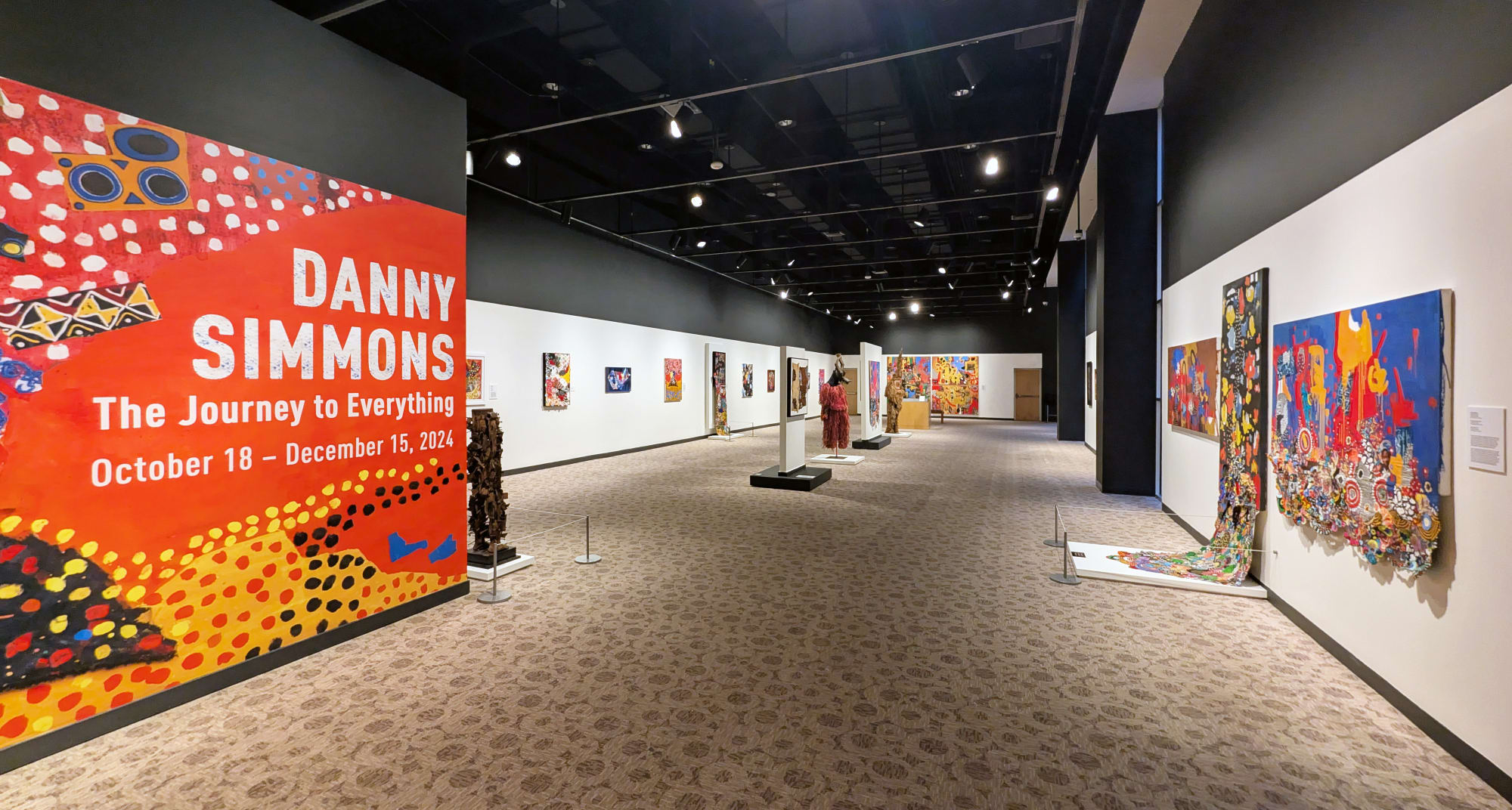 Installation view of Danny Simmons: The Journey to Everything at the Reginald F. Lewis Museum, Baltimore, MD, 2024