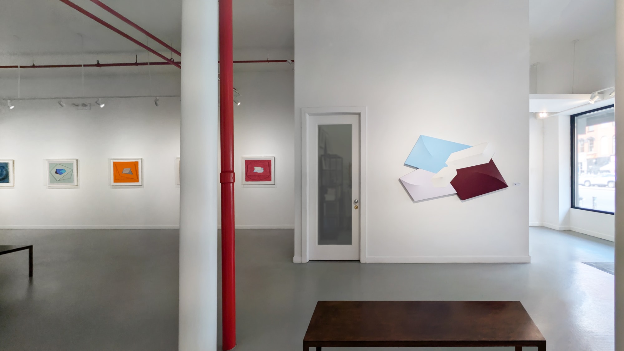 Installation view of our 2025 exhibition Charles Hinman: Paper Matters, 1980s at Westwood Gallery NYC