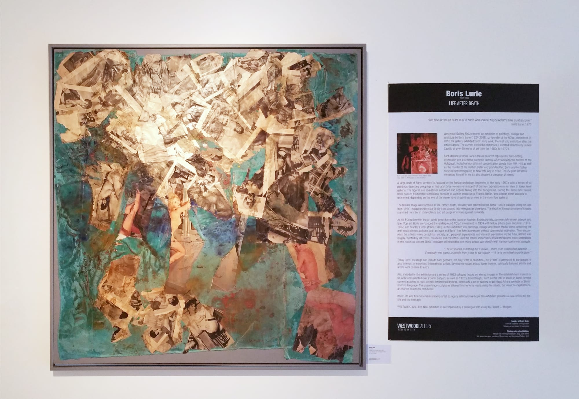 Installation view of 2017 exhibition, Boris Lurie: Life After Death, at Westwood Gallery NYC