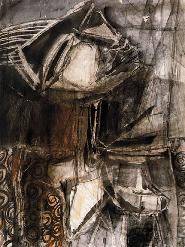 Black and white abstract oil painting