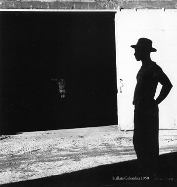 Black and white silhouette of worker
