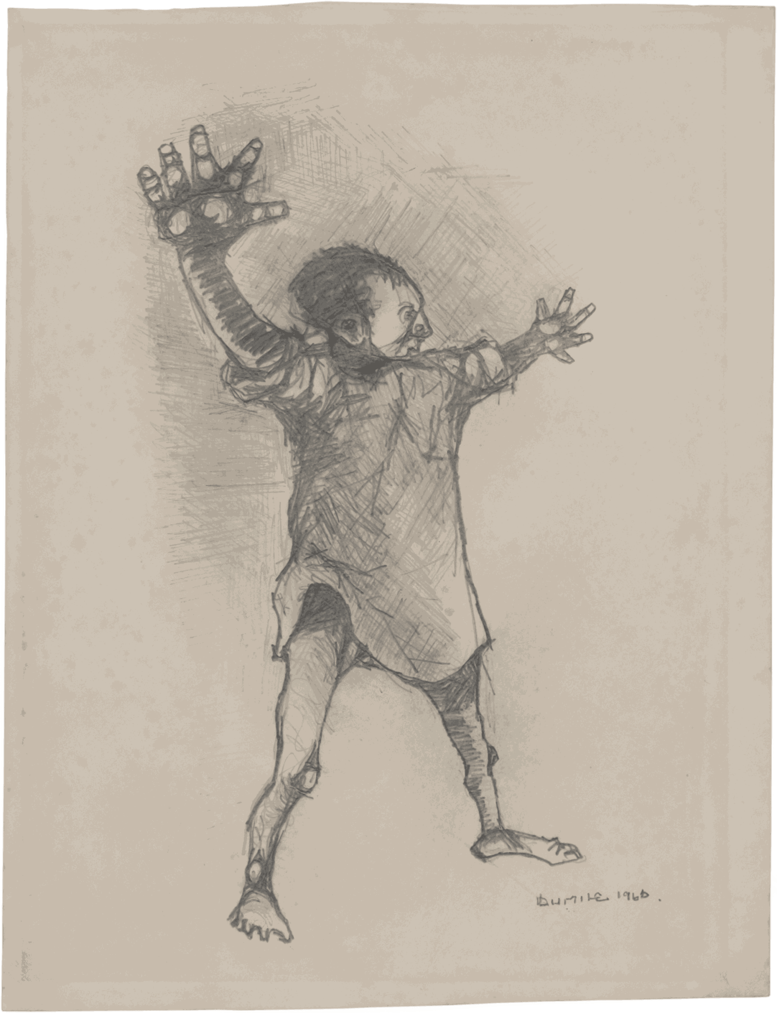 Dumile Feni, Untitled (Young boy with arms stretched out), 1966