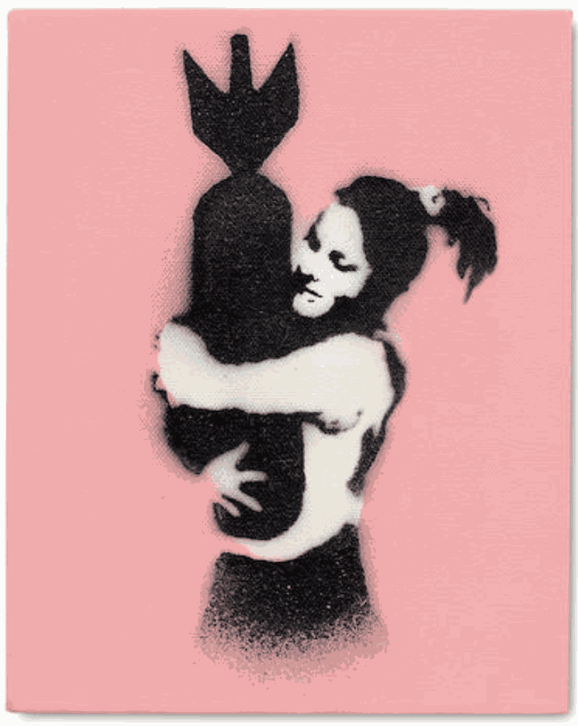 Bomb Love, 2002 Spray-paint on canvas 25.4cm x 20.3cm