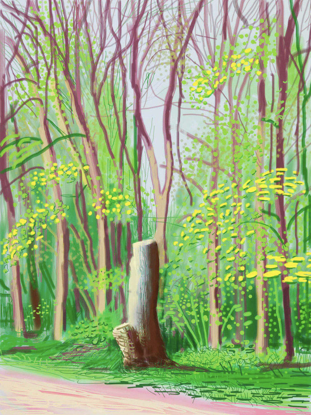 DAVID HOCKNEY The Arrival of Spring in Woldgate, East Yorkshire, 19 April 2011 iPad drawing printed on paper 55 x 41.5 In Edition of 25