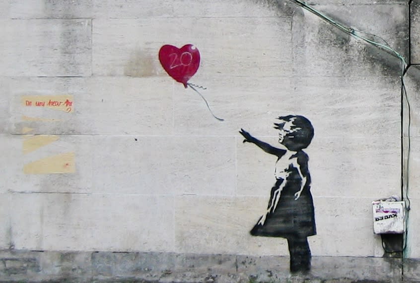2002: Girl With Balloon: Waterloo Bridge, London, England