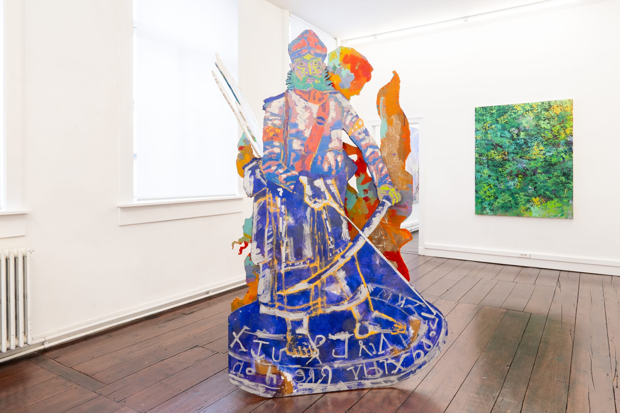 Antoine Waterkeyn Mitja Tušek Sapristi, Sorcellerie et saint Sacrilège #1 (the king's vassal) , 2024 My Way, 2011-14 Okoume wood, acryl, lacquer, medium and (iridescent) pigments oil on canvas 150 x 265 cm 170 x 133 cm