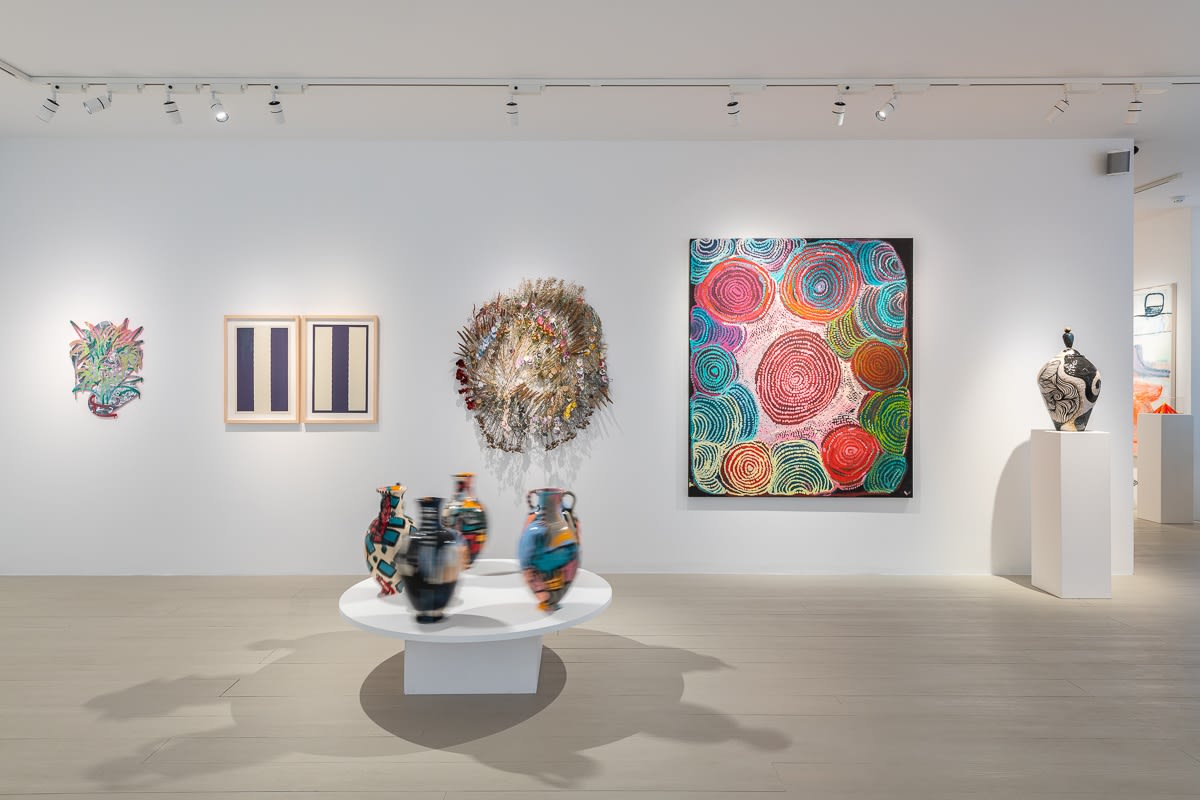 Artists: Ralph Anderson, Tess Jaray, Tom Norris, Alice McCabe, Nyarapayi Giles, Anne Athena, Fiona Grady, Photo: JGM Gallery