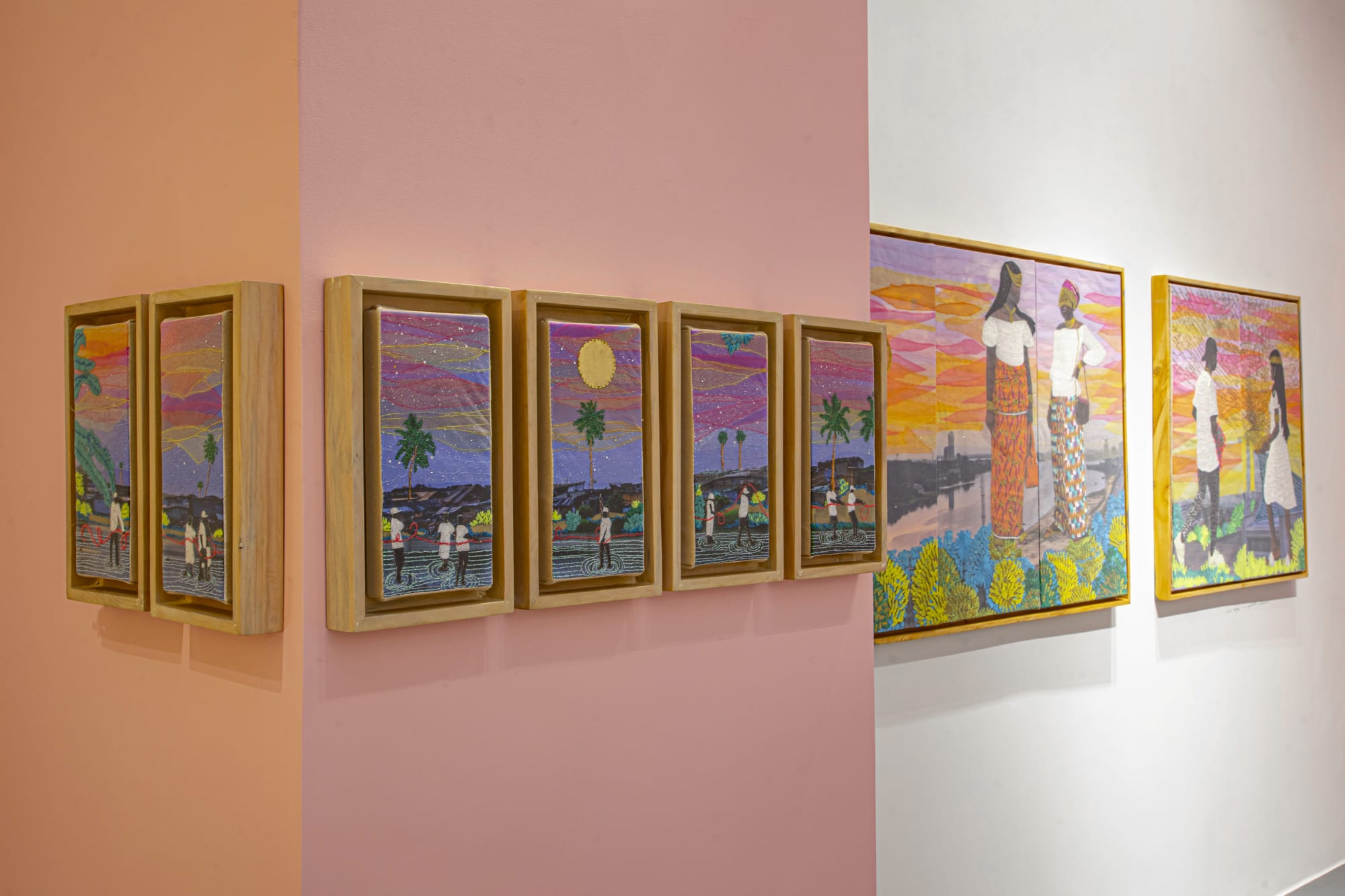 View of Joana Choumali's series of work called I am Because We Are, an ode to solidarity and being together