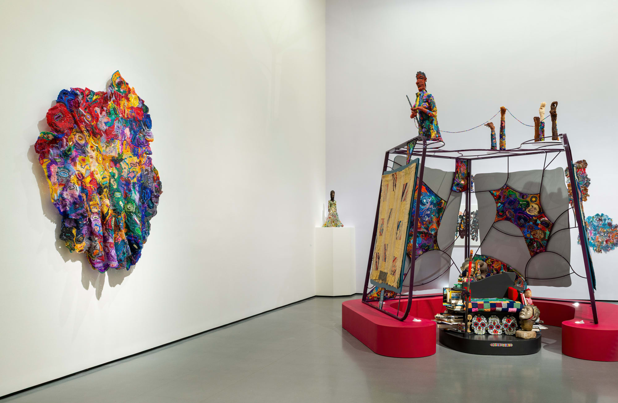 Installation view of "Joyce J. Scott: Walk a Mile in My Dreams" at the Baltimore Museum of Art, MD. Photo: Mitro Hood for the BMA.