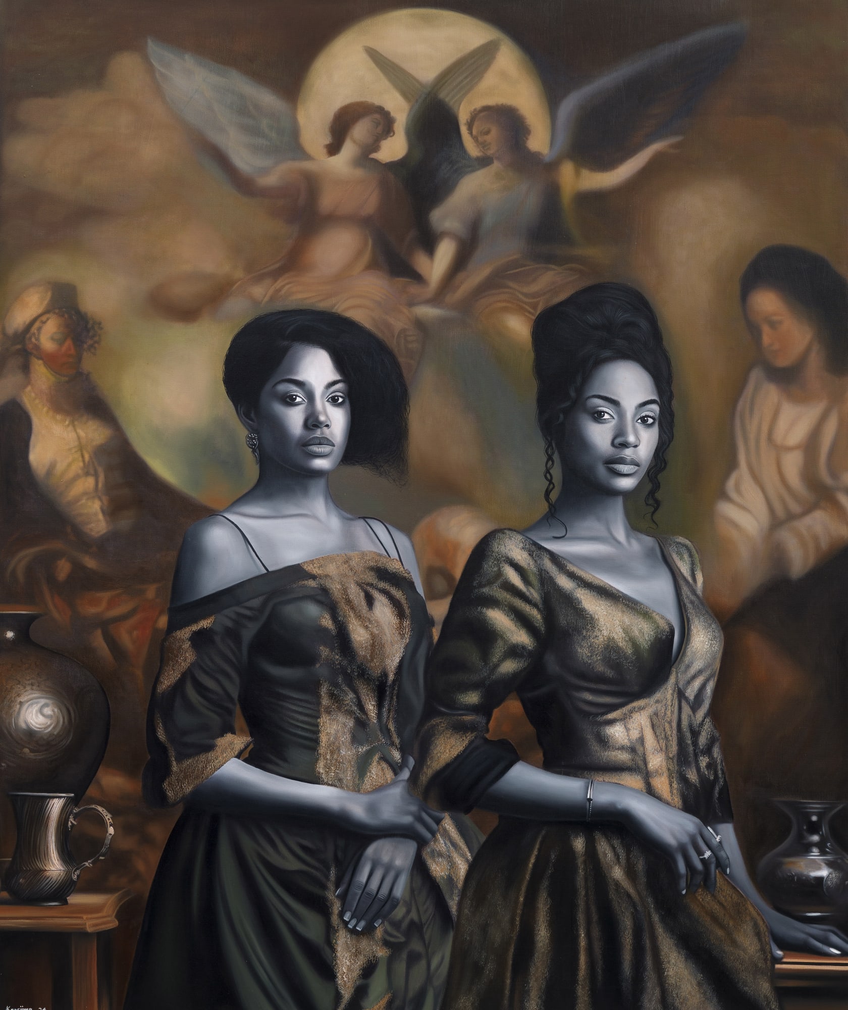 Kinsiime Brian Lister Ties across Time, 2024, Oil on canvas, 172 x 142 (68 x 56 in)