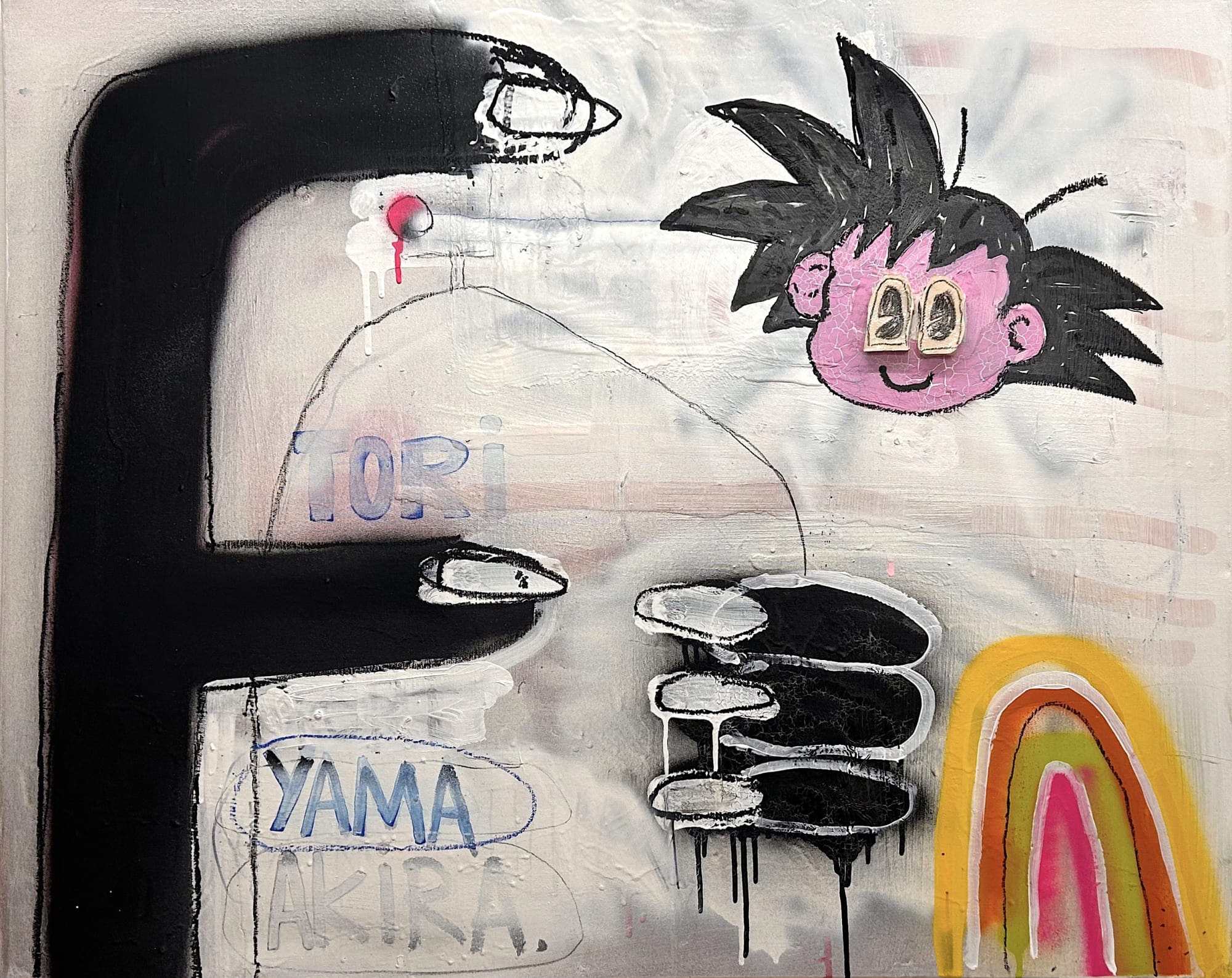 DRAGON BALL II, 2024 73 x 92 cm acrylique sur toile et céramique acrylic on canvas and ceramic