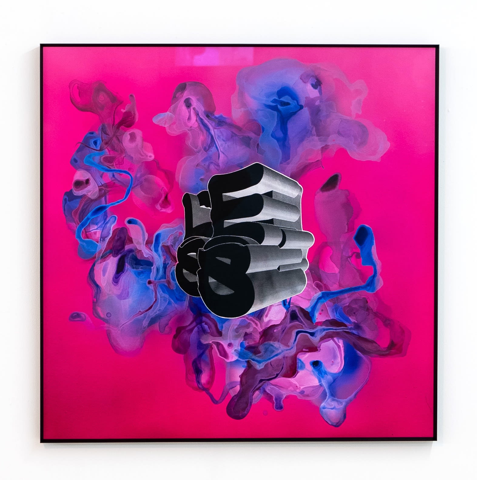 LESS More, pink acrylique, encre et sérigraphie sur panneau acrylics, ink and silkscreen on board 80 x 80 cm, 2024, 3400 euros