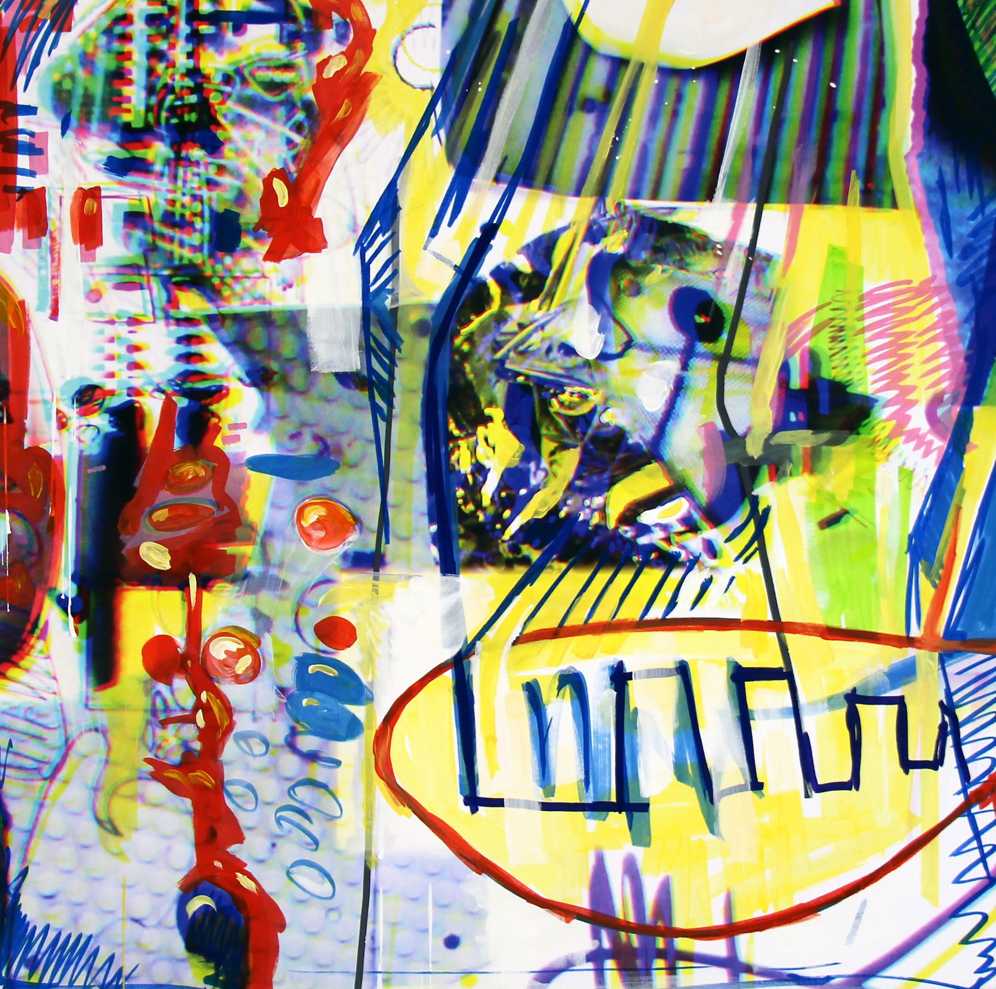 Plusieurs choses au même instant I 80x80cm, 2022 tirage pigmentaire et acrylique sur toile Hahnemühle pigment print and acrylic on Hahnemühle canvas