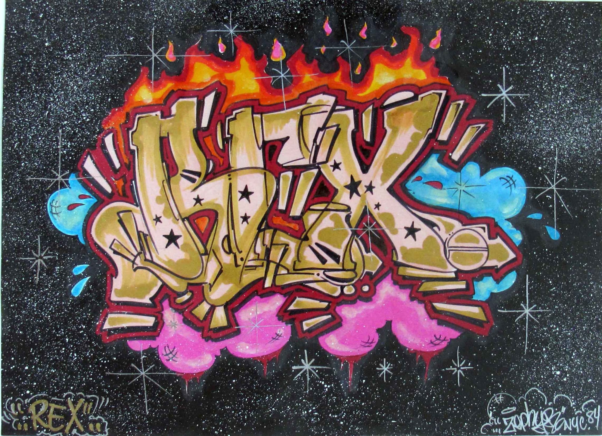 ZEPHYR / Rex 1984 acrylique sur papier - acrylic on paper 25 x 34 cm