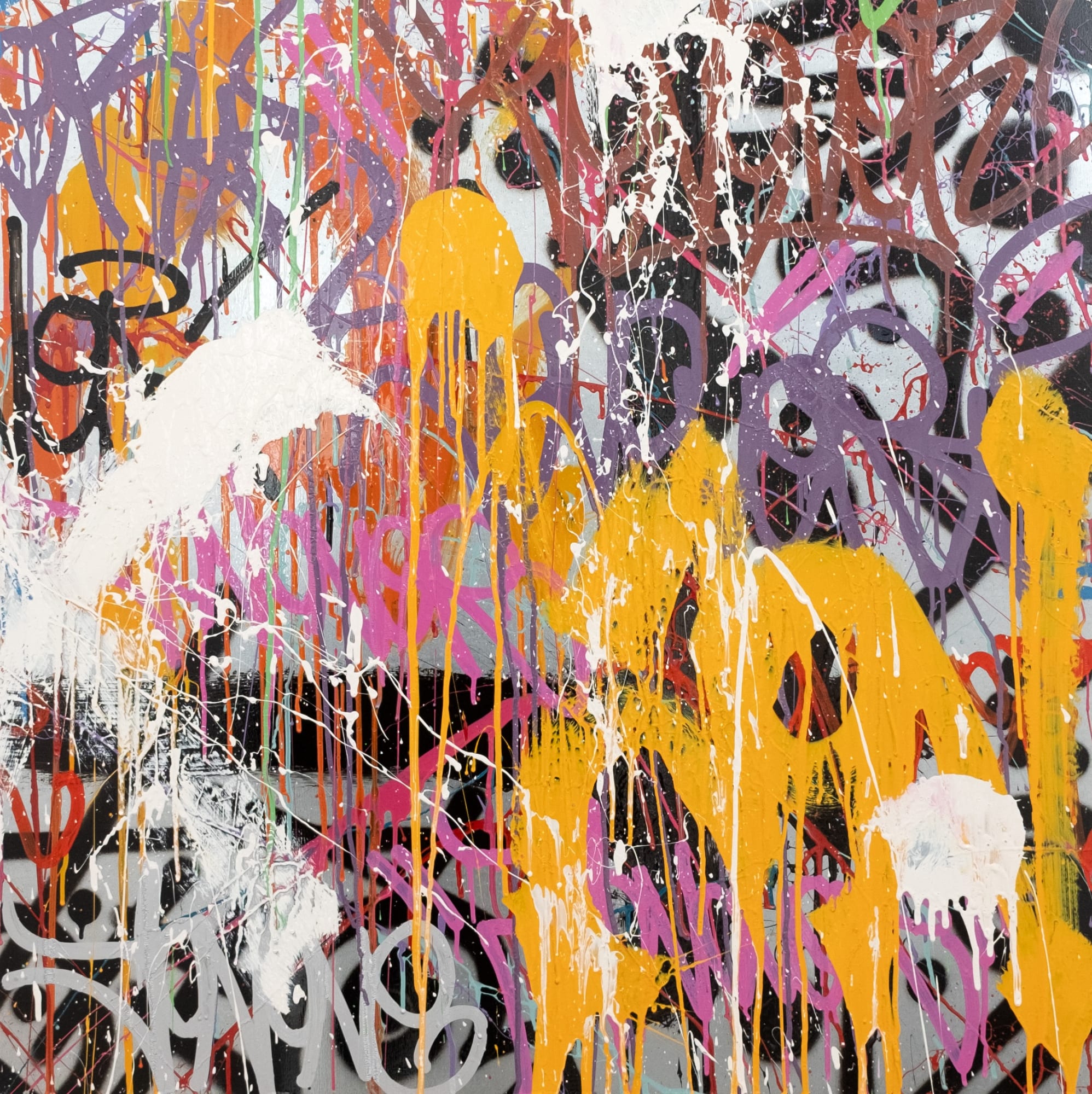 GREY MATTERS 90 x 90 cm, 2023 acrylique, spray et encre sur aluminium acrylic, spray paint and ink on aluminium 14 000 euros