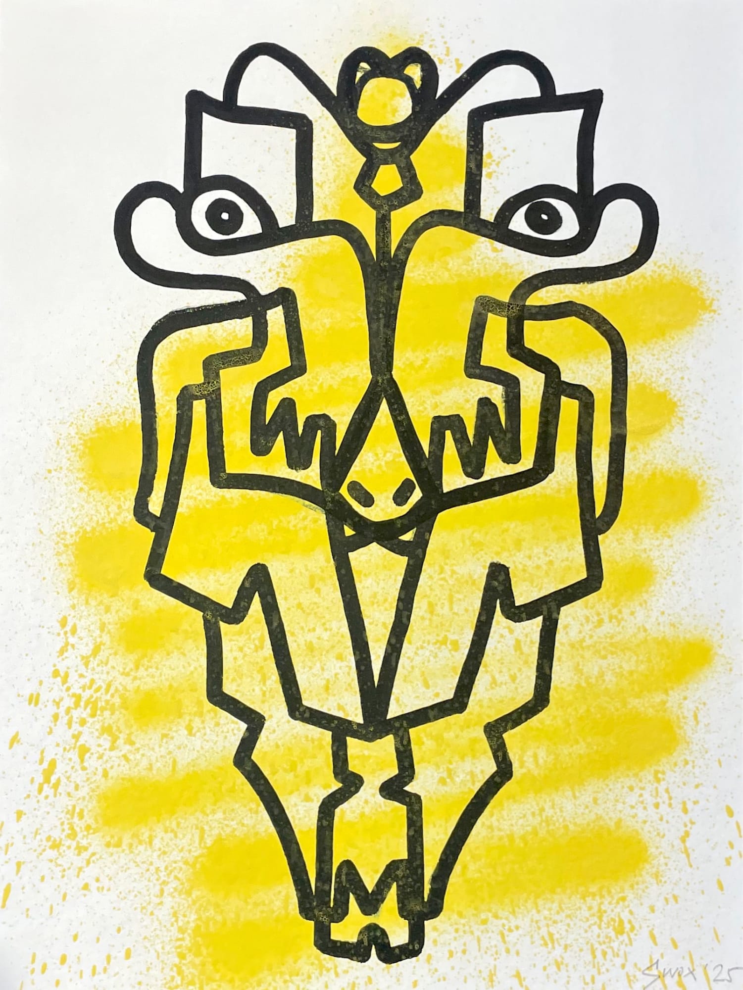 "MASQUES 2/3" 40 x 30 cm, 2025 acrylique et spray sur papier Hahnemühle 425 g/m2 acrylic and spray paint on Hahnemühle 425 g/m2 paper 800 €