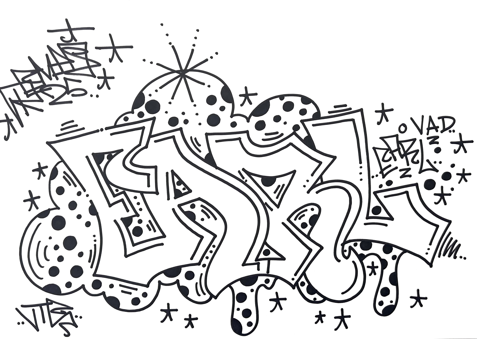 1. REMIO dimensions : 29.5 x 42 cm encre sur papier 300 g ink on paper œuvre réalisée le 13 septembre 2025 à Speerstra Gallery, Suisse 500 €