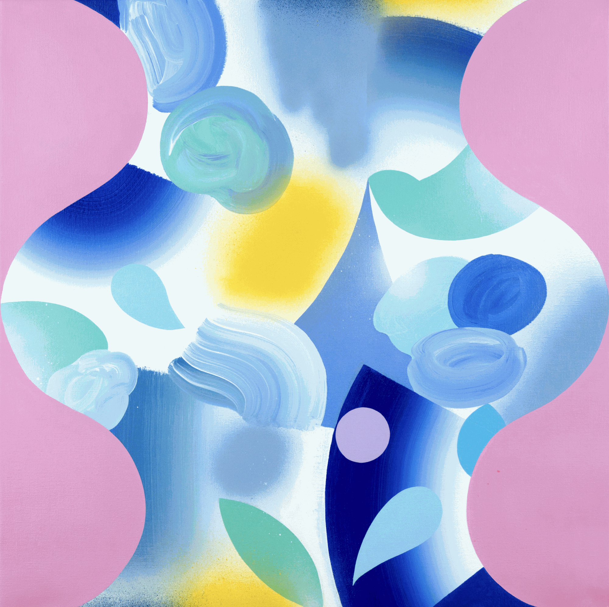 Pot sucré II 2024 - 80 x 80 cm acrylique et aérosol sur toile de lin acrylic and spray paint on linen 3 800 €