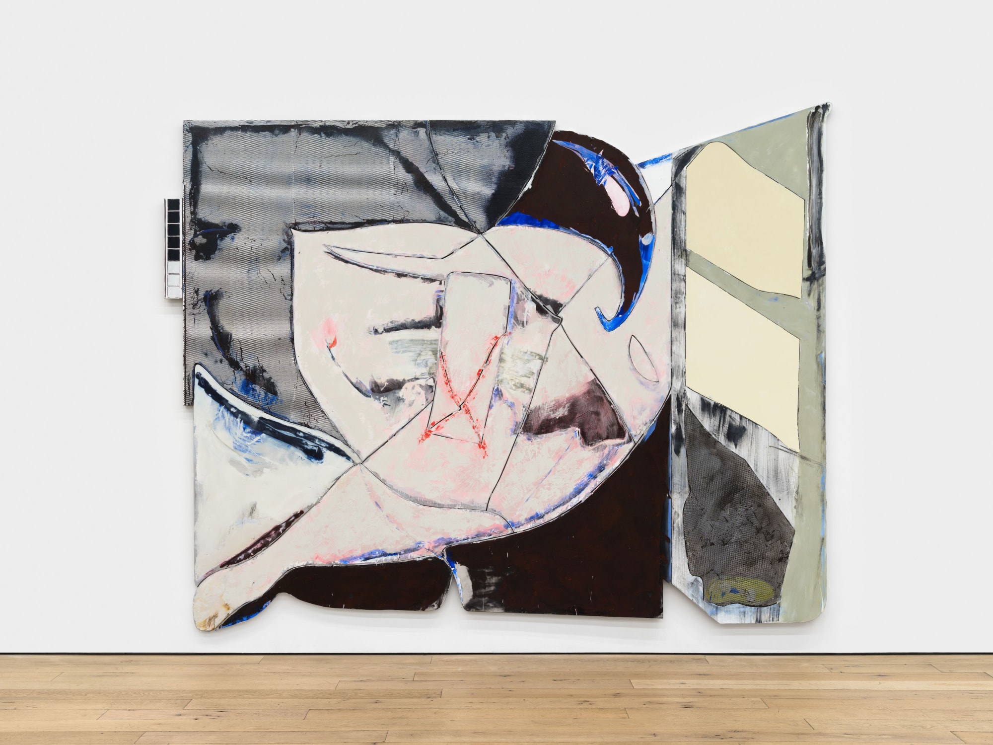 Nicolas Roggy What's the problem with me, you?, 2024 gesso, acrylic and medium paint, glycero, pigments on aluminum 102 3/8 x 129 7/8 in 260 x 330 cm