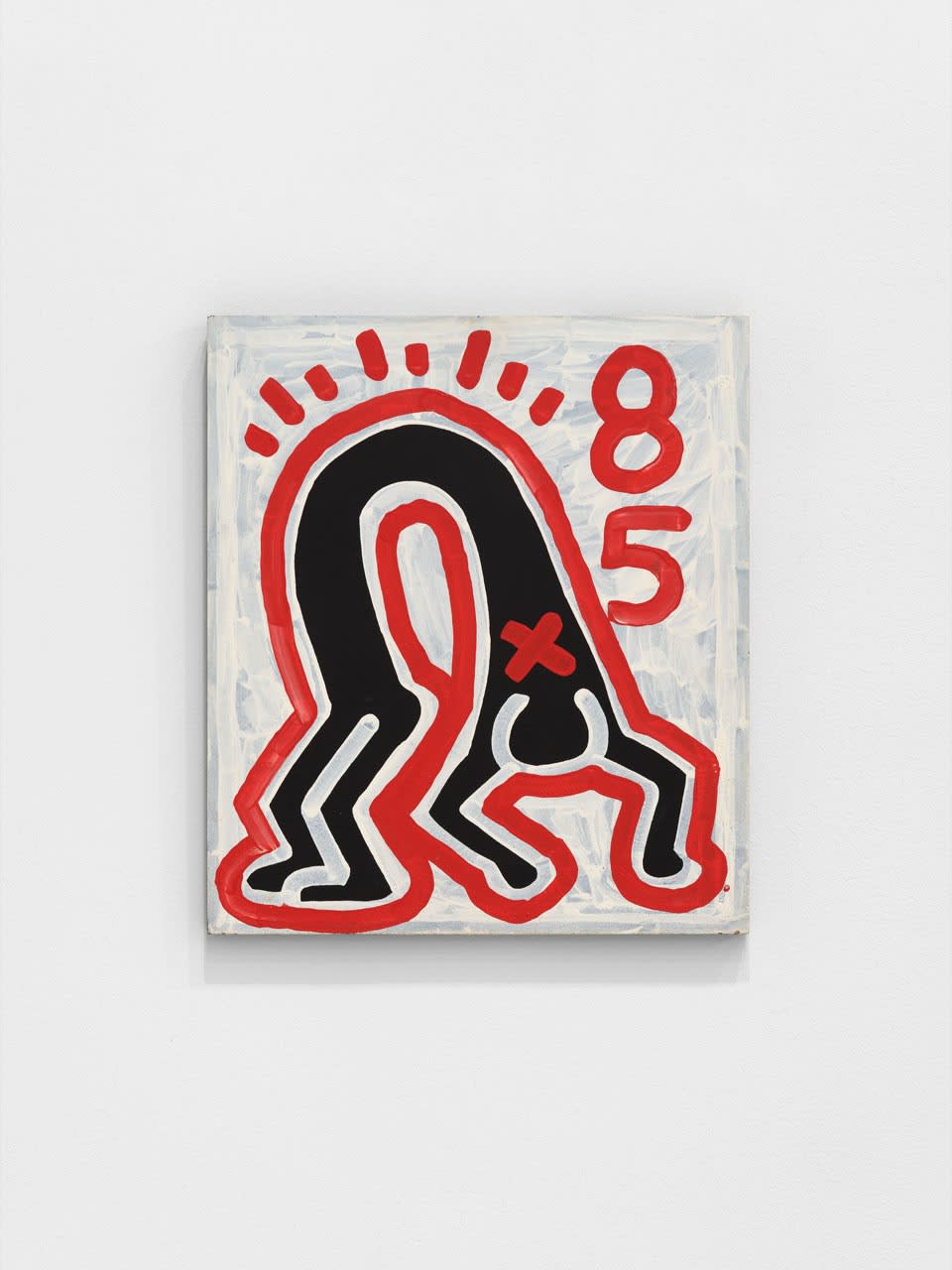 Keith Haring Untitled, 1985 acrylic on fiberboard 20 x 17 in 50.8 x 43.2 cm (KH_053) ©KEITH HARING FOUNDATION