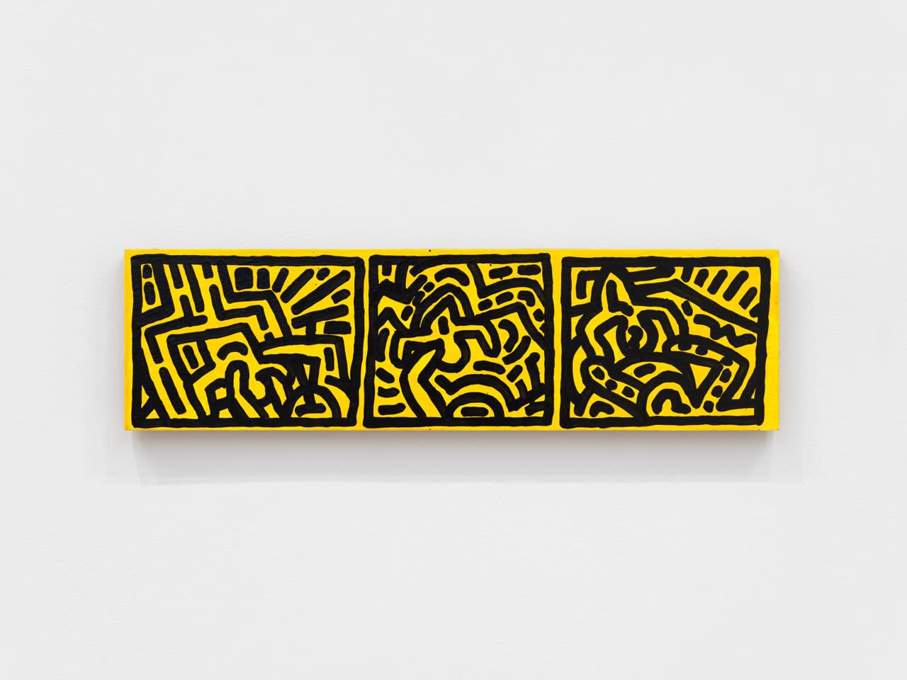 Keith Haring Untitled, 1982 Paint on wood 9 1/2 x 32 1/2 in 24.1 x 82.5 cm (KH_285) ©KEITH HARING FOUNDATION
