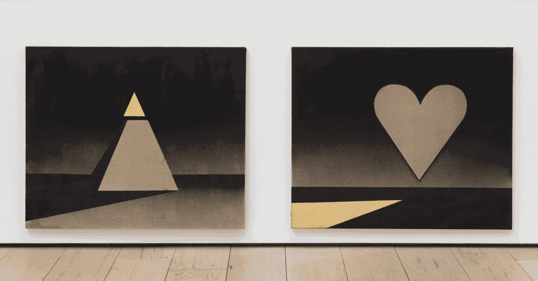 Rafael Sánchez two paintings for a first snow, 2007 Spray paint, enamel, and gilding on linen Diptych, each 20 x 24 in 50.8 x 61 cm