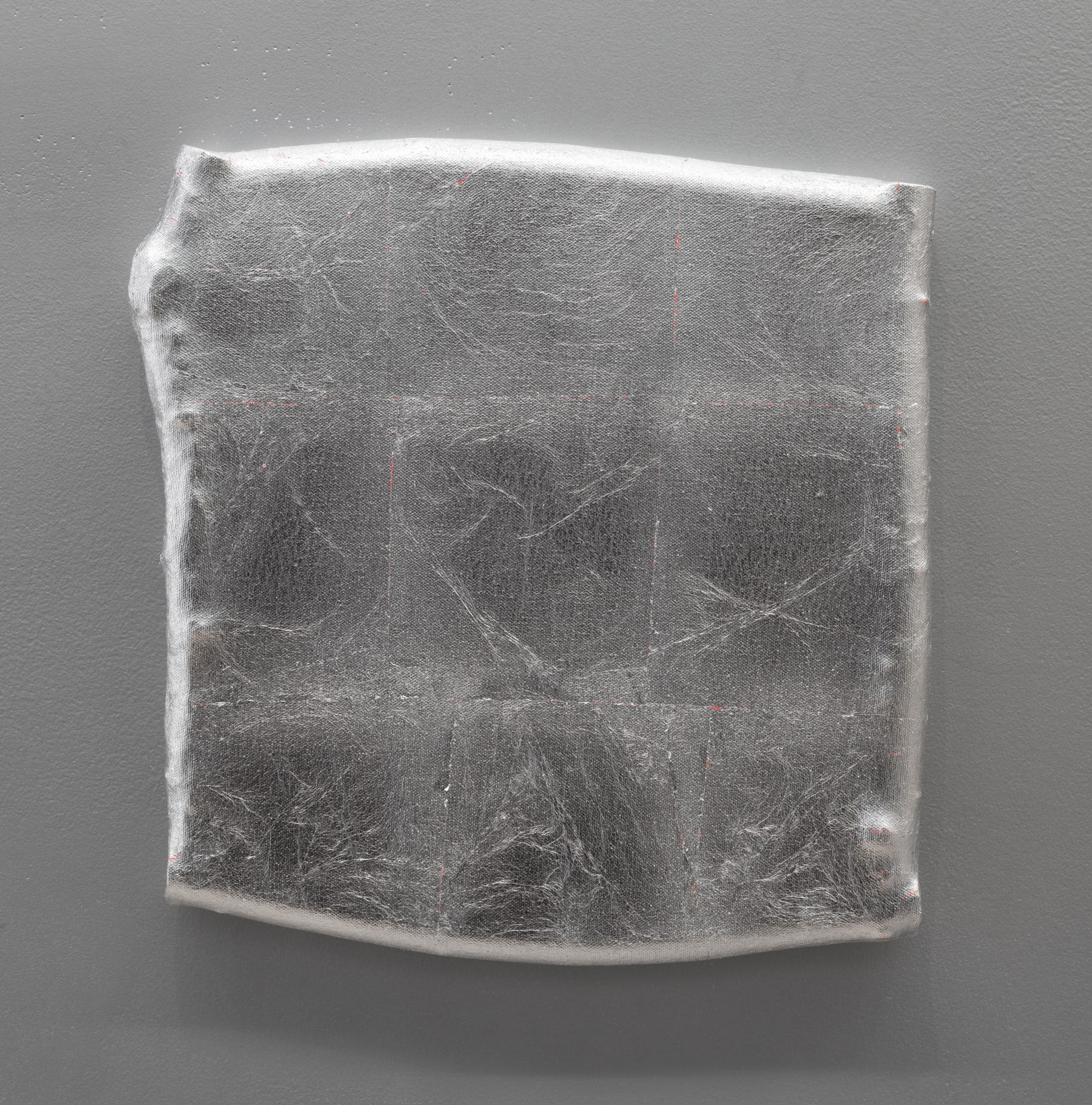 Chuck Nanney Glorious Gripping Machine, 1988/2021 Acrylic paint and aluminum leaf on canvas with tree branch stretchers 13 x 13 inches