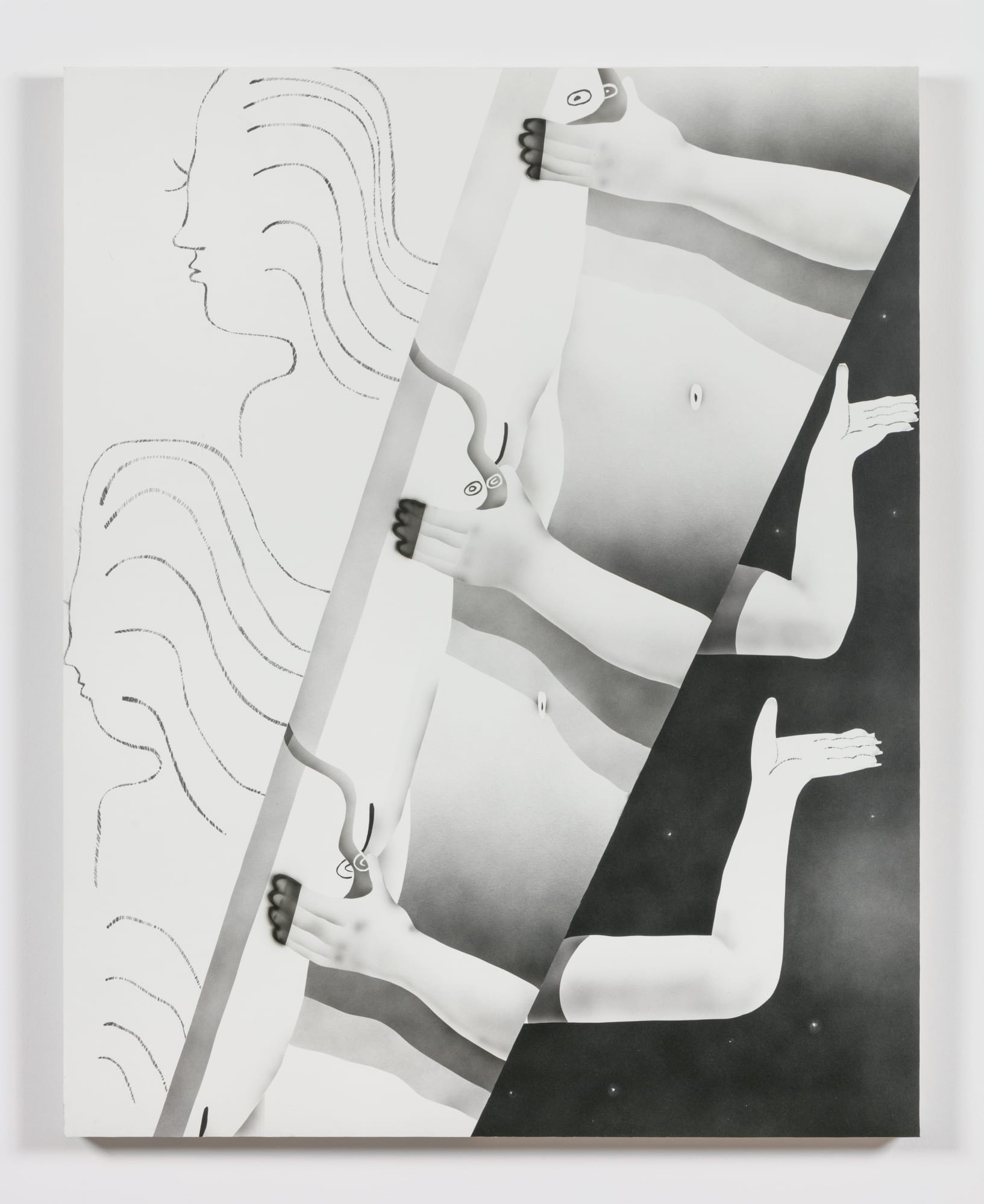 Lindsay Burke Touch, Turn, Praise, Repeat, 2018 verso Acrylic, graphite and pastel on paper, mounted on panel 50 x 40 inches