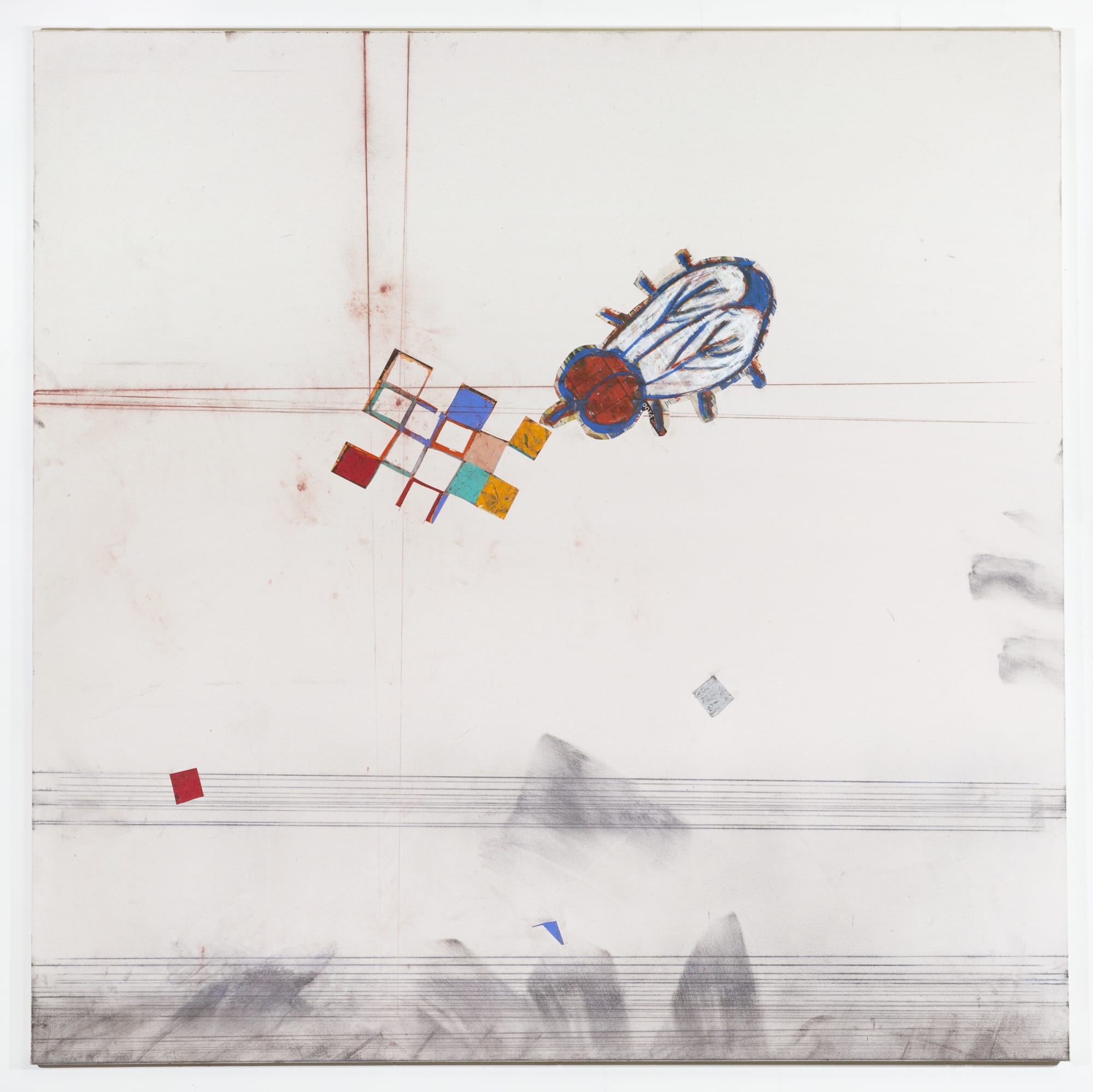 JPW3 insectoid presences, 2018 Oil pastel, paper, and chalk on canvas 60 x 60 in 152.4 x 152.4 cm