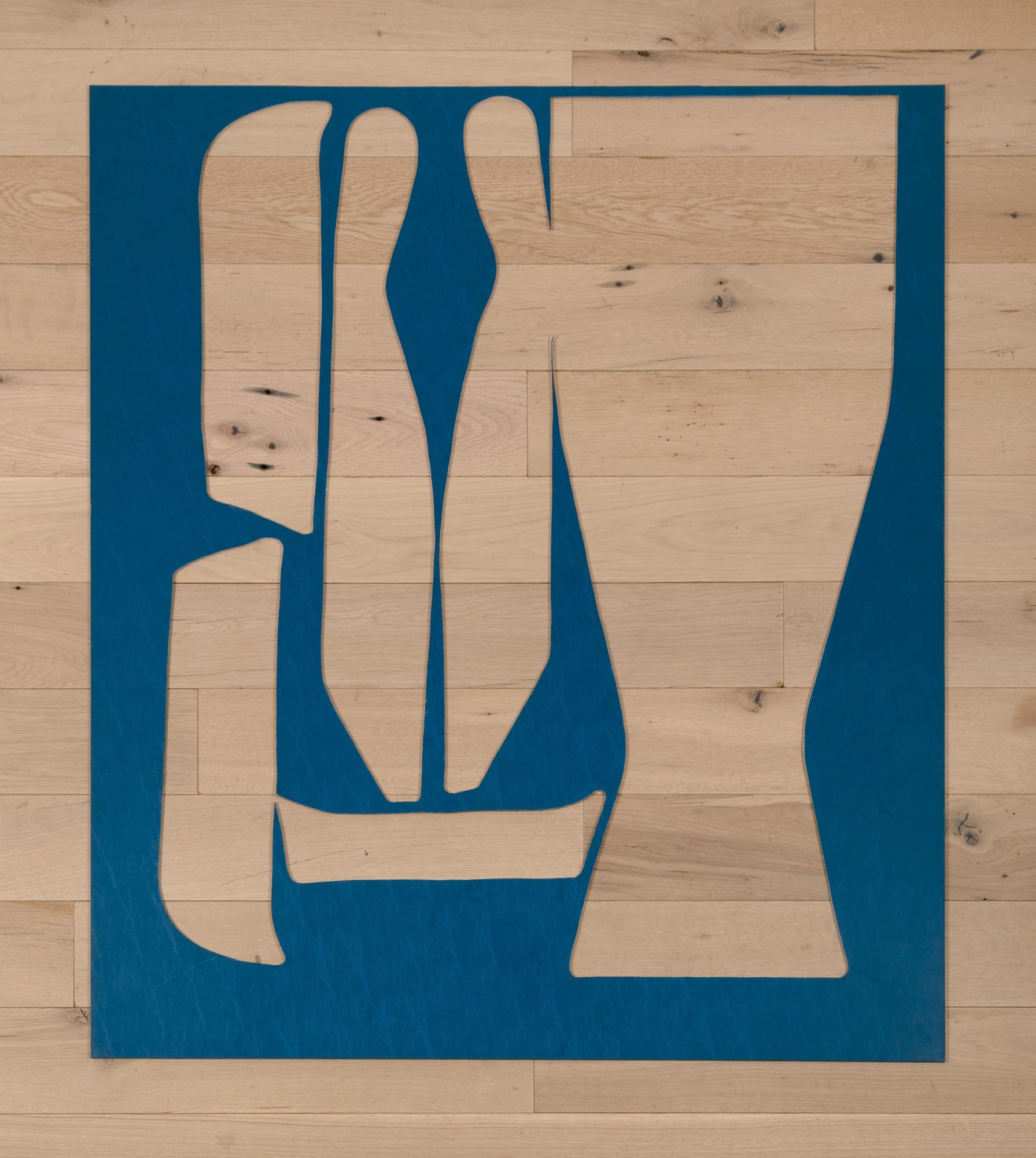 Jessica Vaughn D-90 Blue No.116, 2016 fabric scraps procured from manufacturer (09/2015-11/2016) on plexi 55 x 48 x 1/4 inches