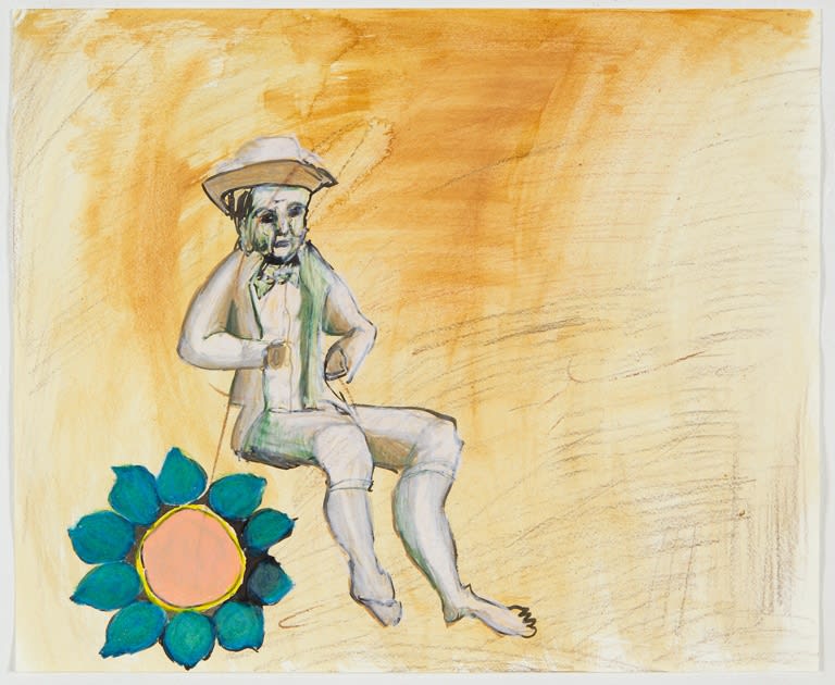 Sofi Brazzeal Untitled (man with hat and flower), 2016 ink, color pencil and oil pastel on paper 14 x 17 inches