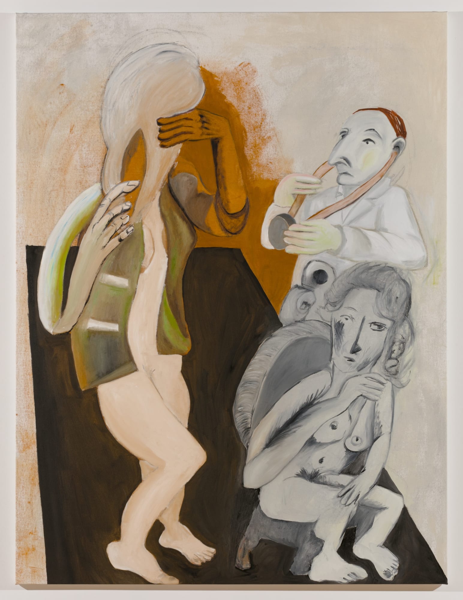 Sofi Brazzeal Untitled (doctor, seated woman and woman with hairbrush 1), 2016 oil and acrylic on canvas 72 x 54 inches
