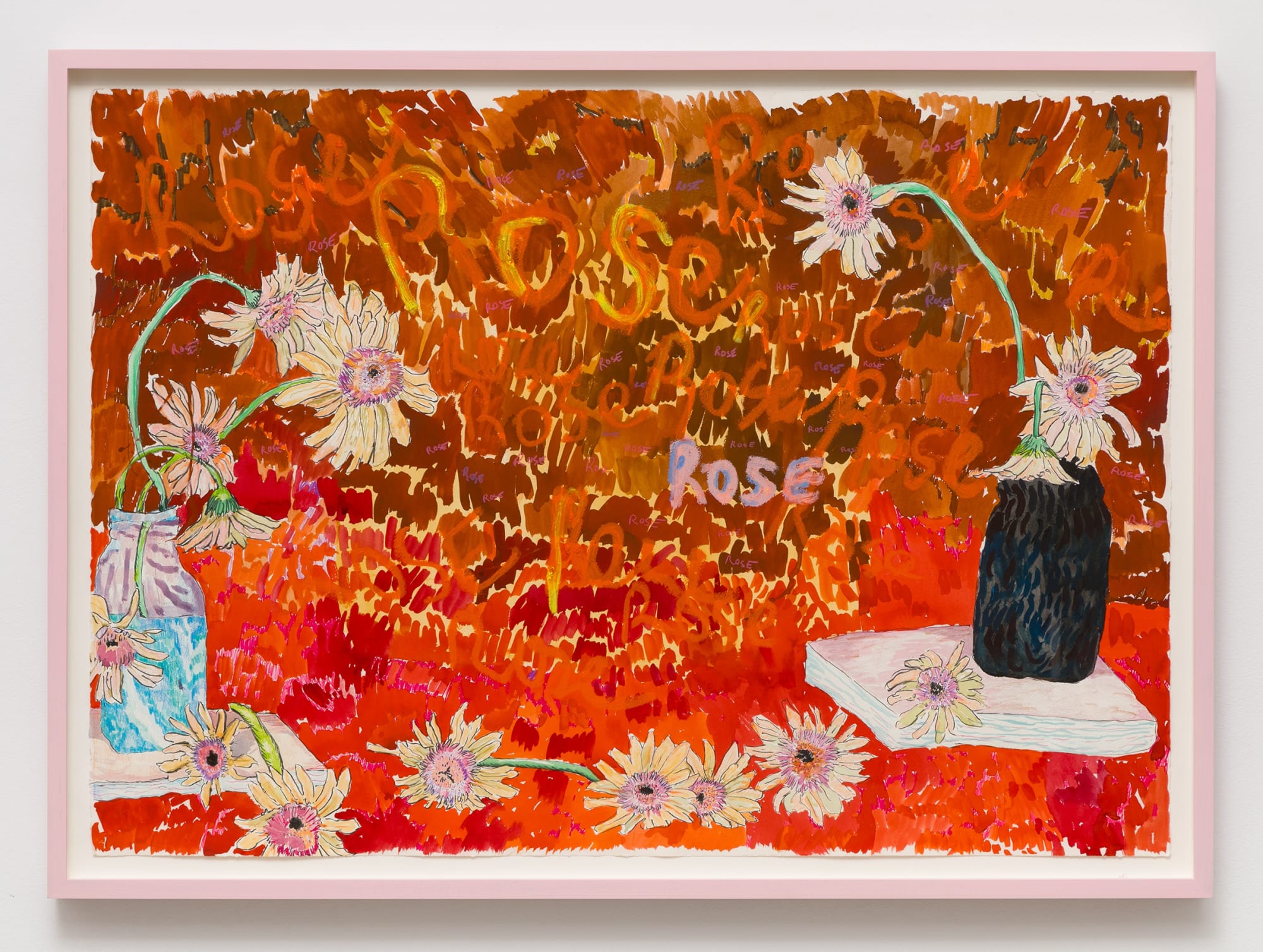 Alex Chaves Roses, 2016 Ink, paint, colored pencil, and marker on paper 33 1/2 x 44 3/4 in 85.1 x 113.7 cm