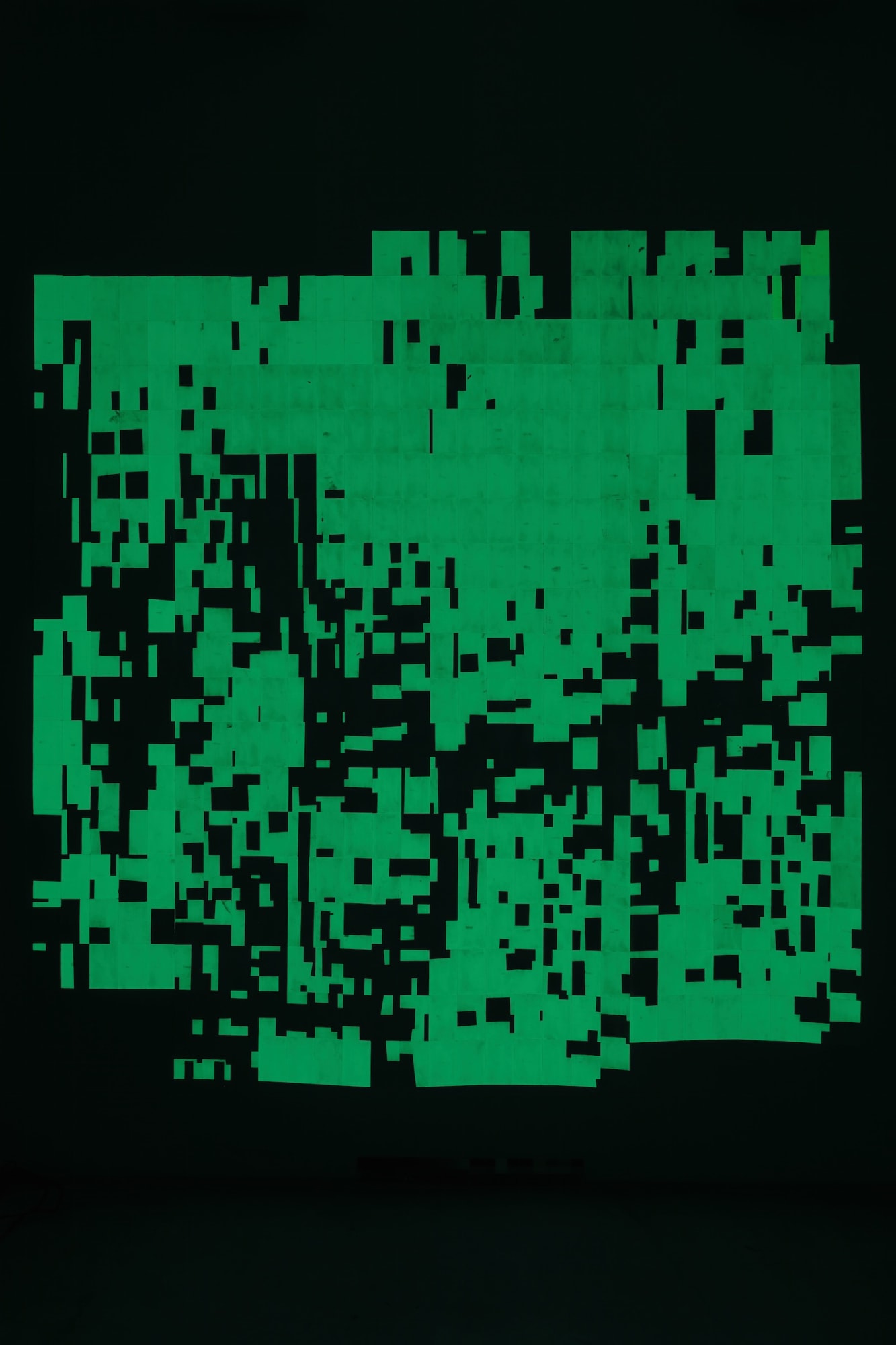 Agnes Lux Hiver ete lies #1, 2016 phosphorescent paint on postcards 104.72 x 101.4 inches