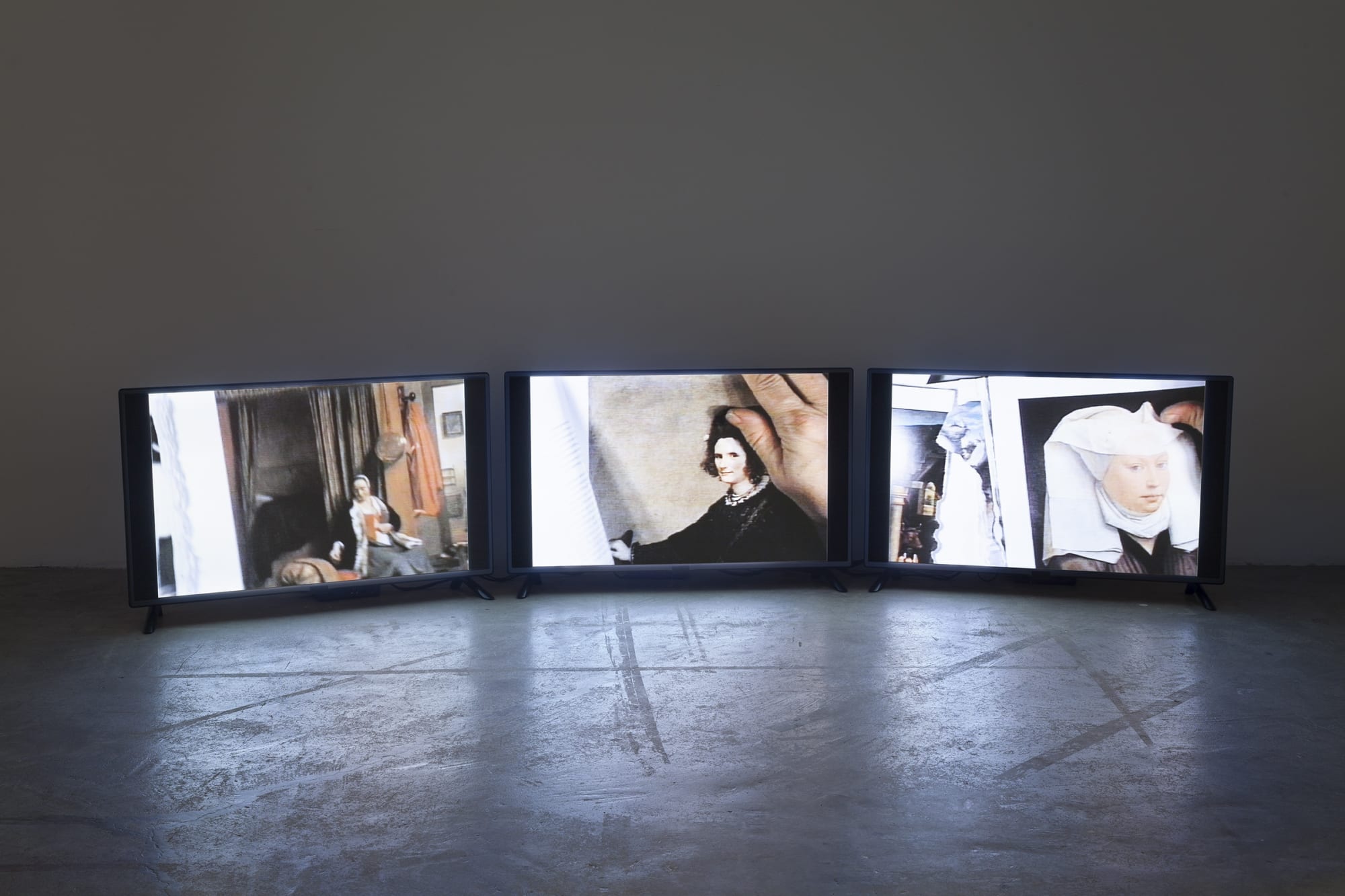 Michel Auder Gem&auml;lde I, 2015 3 channel video installation, Betamax video transferred to digital video loop, variable 1/5 + II AP