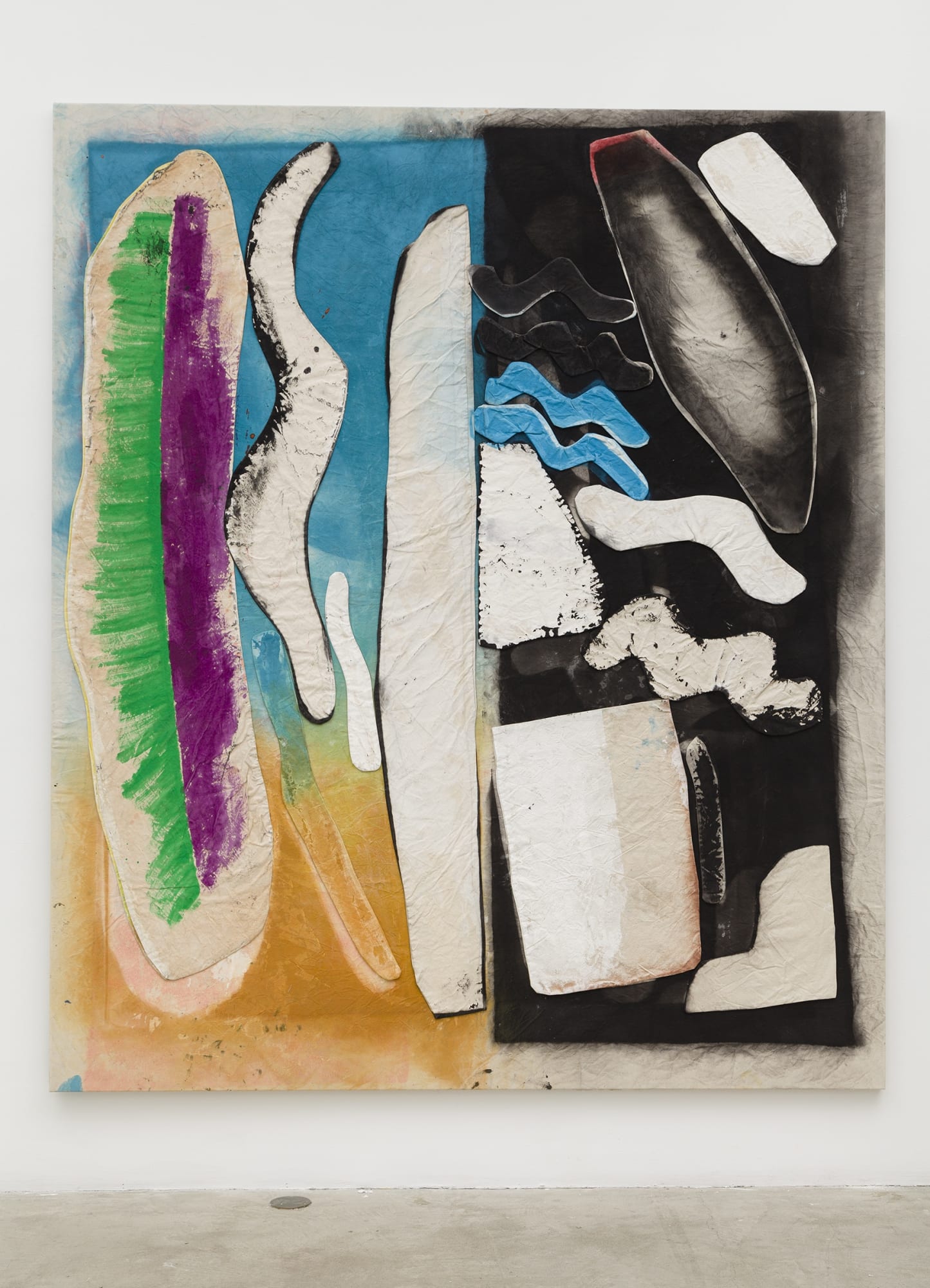 Jess Fuller Featherbrained, 2014 acrylic, fabric dye and gesso on canvas 99 x 84 inches